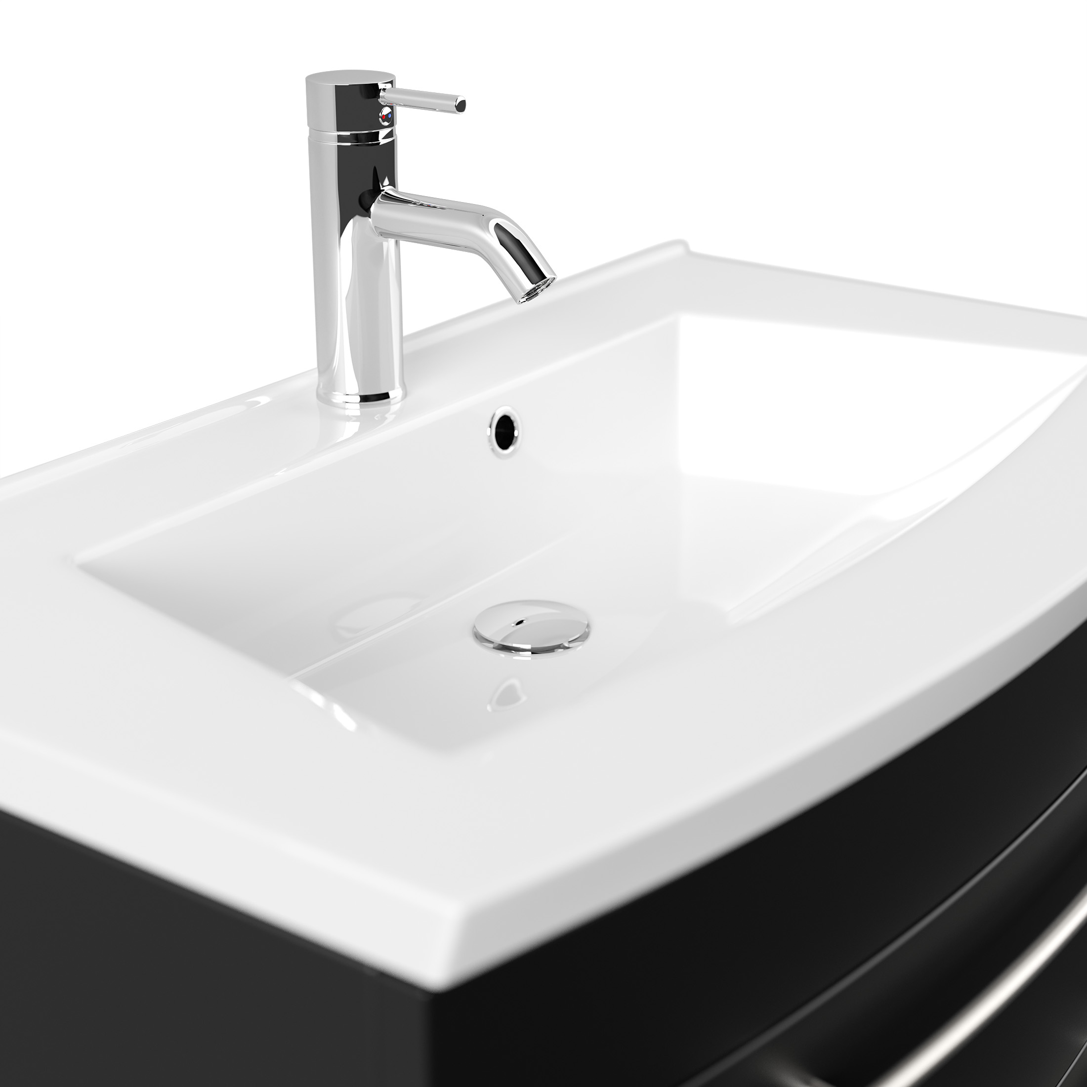 Badmöbel Bella 80 mit runder Front SoftClose schwarz