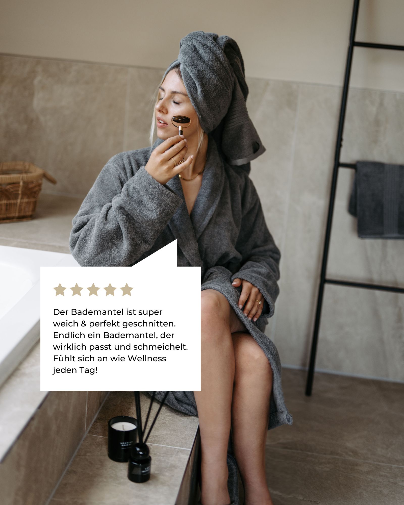 Bademantel ELA L/XL 100% Baumwolle Dark Grey