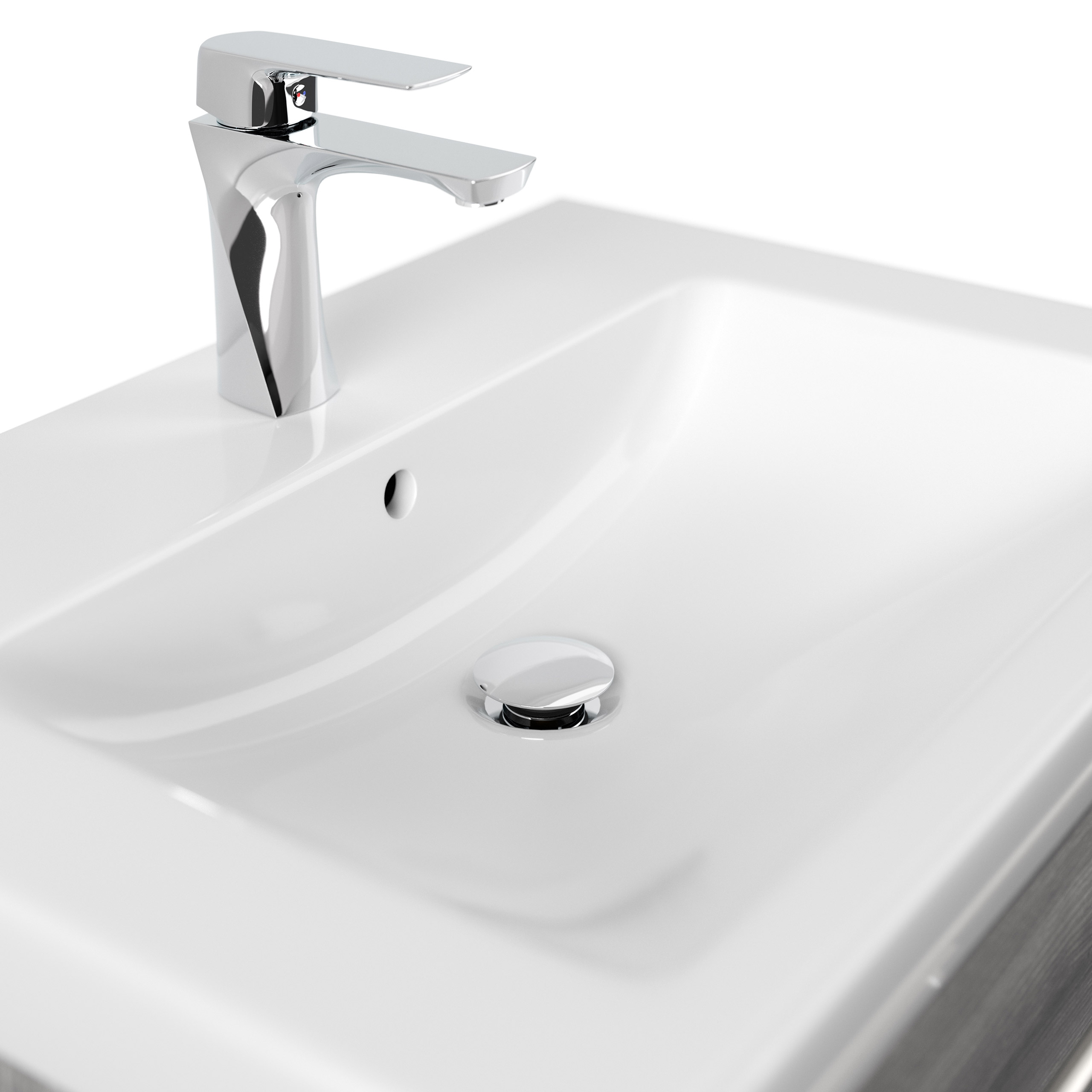 Badmöbel mit Villeroy & Boch Subway 2.0 Waschbecken 65 cm silbereiche