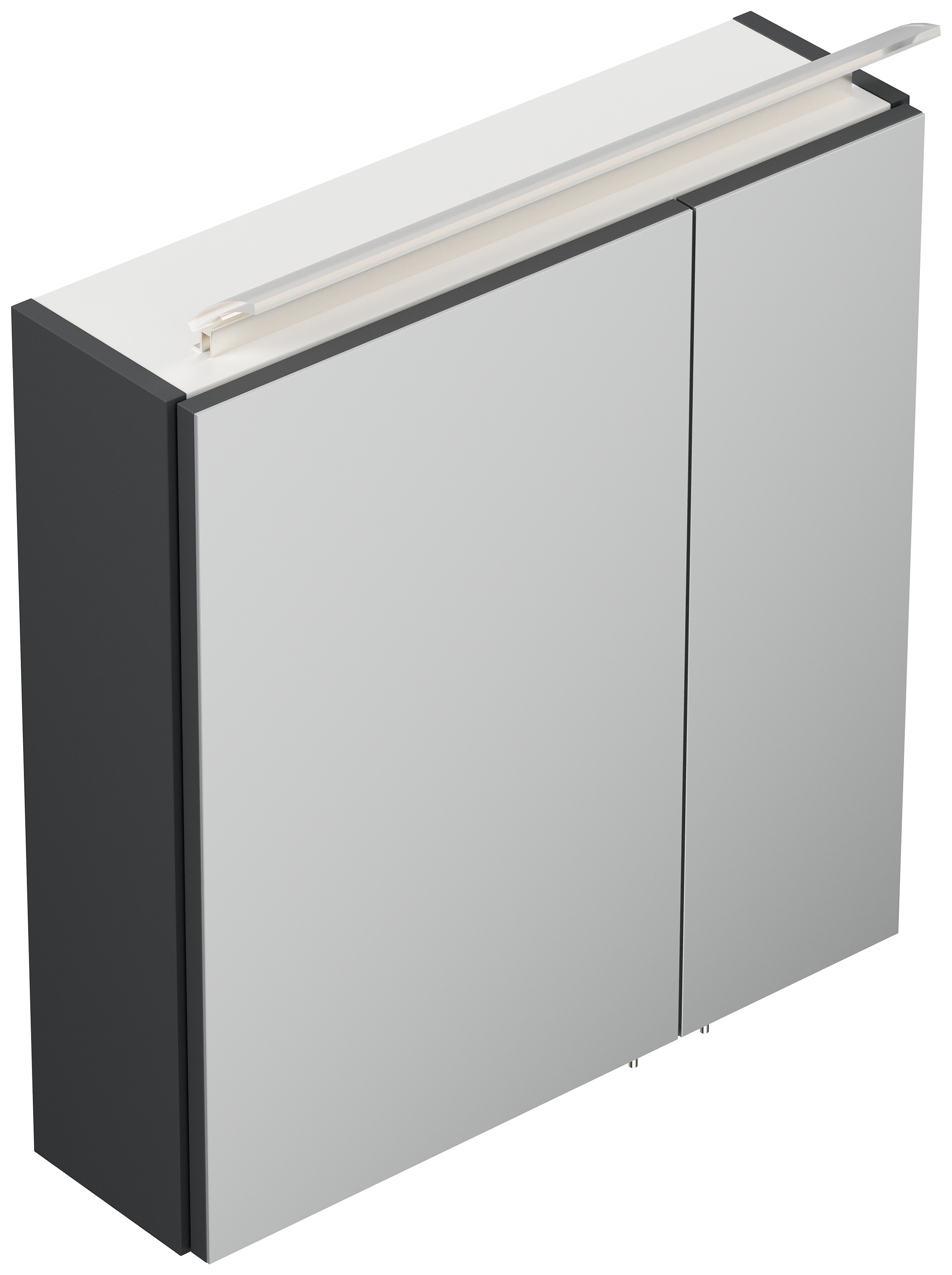 Spiegelschrank 60cm inkl. Design LED-Lampe und Glasböden grafit