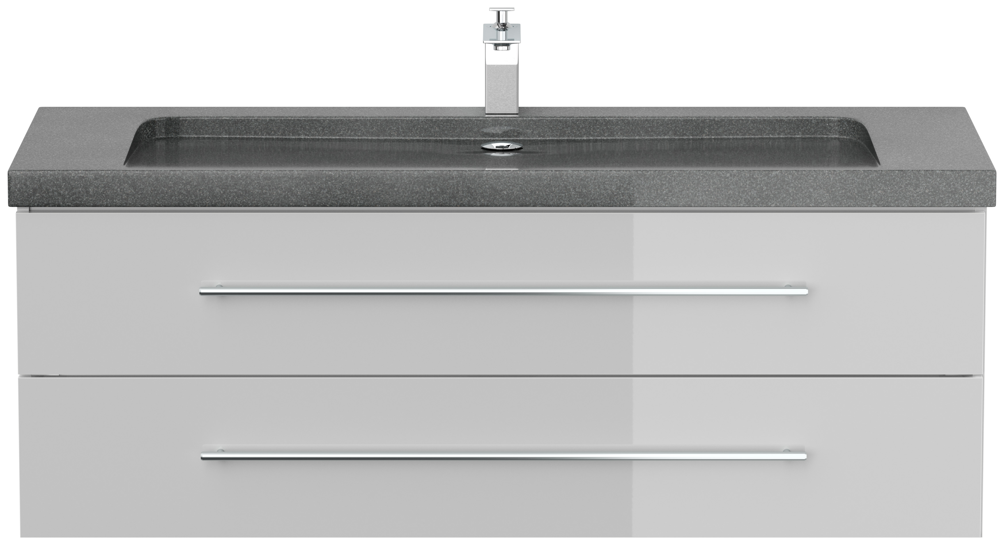 Badmöbel Granit G654 Damo 130 cm 1 Hahnloch SoftClose weiß hochglanz
