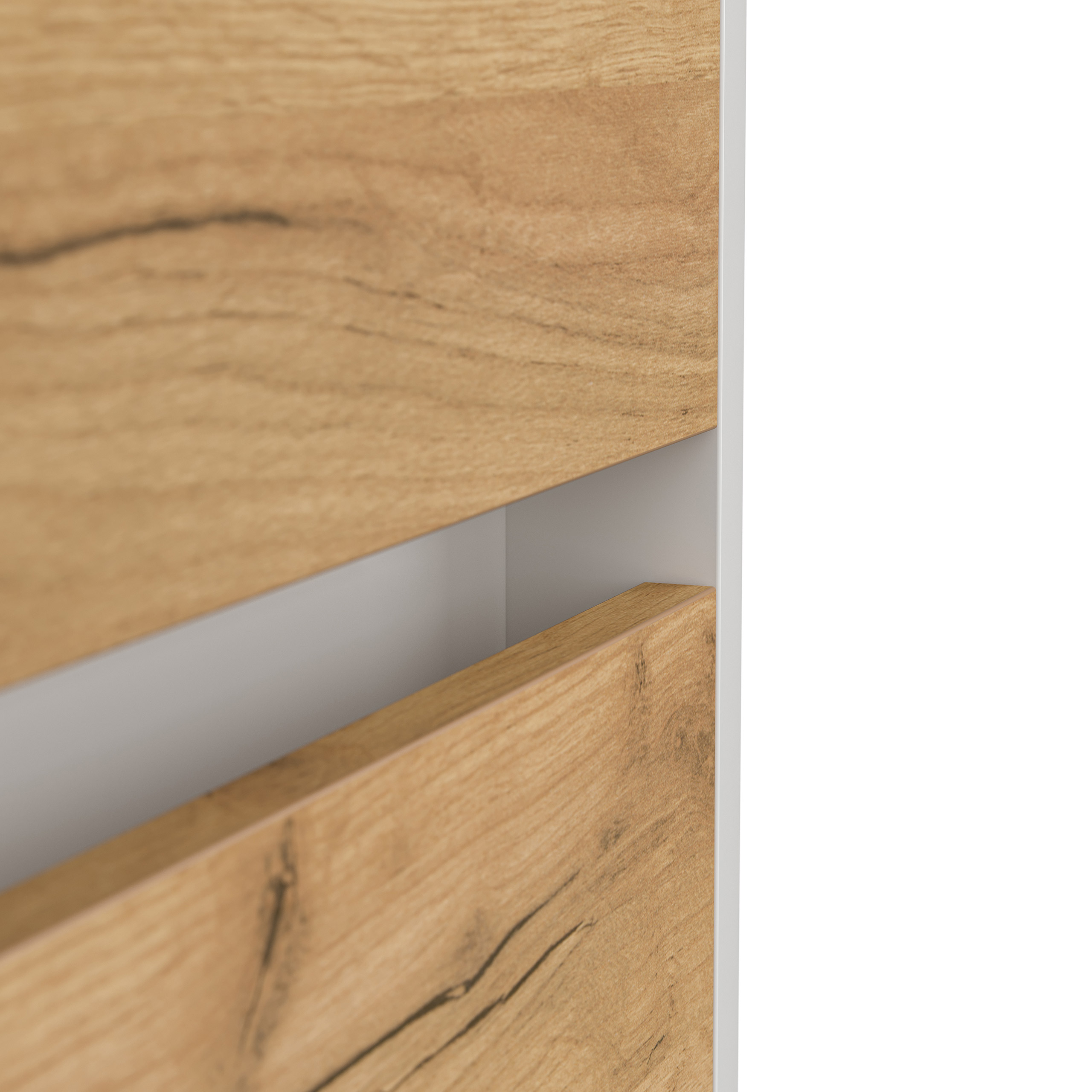 Raumwunder S Sideboard Kommode Greifraum 80cm 2 SoftClose 1 Tür Weiß/Eiche Top