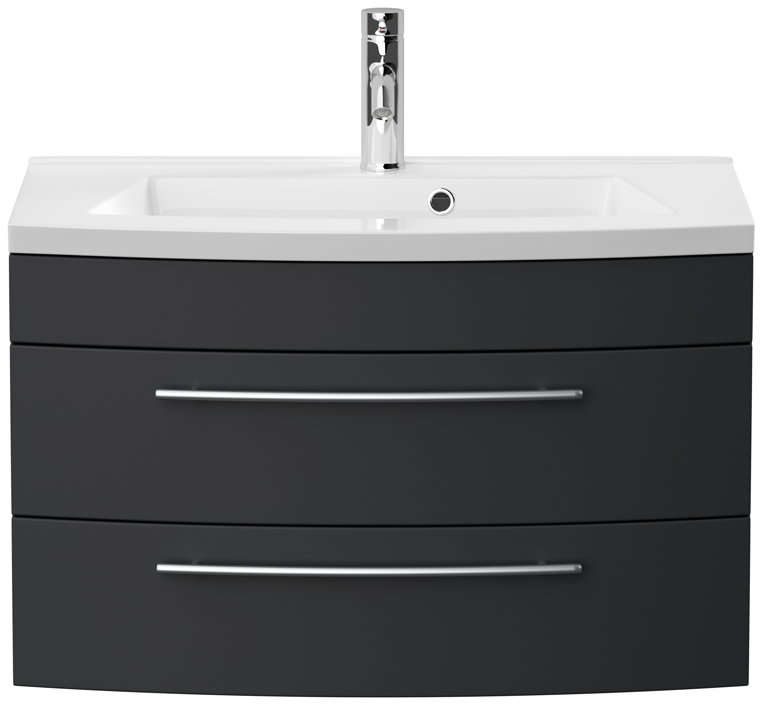 Badmöbel Bella 80 mit runder Front SoftClose lackiert grafit matt