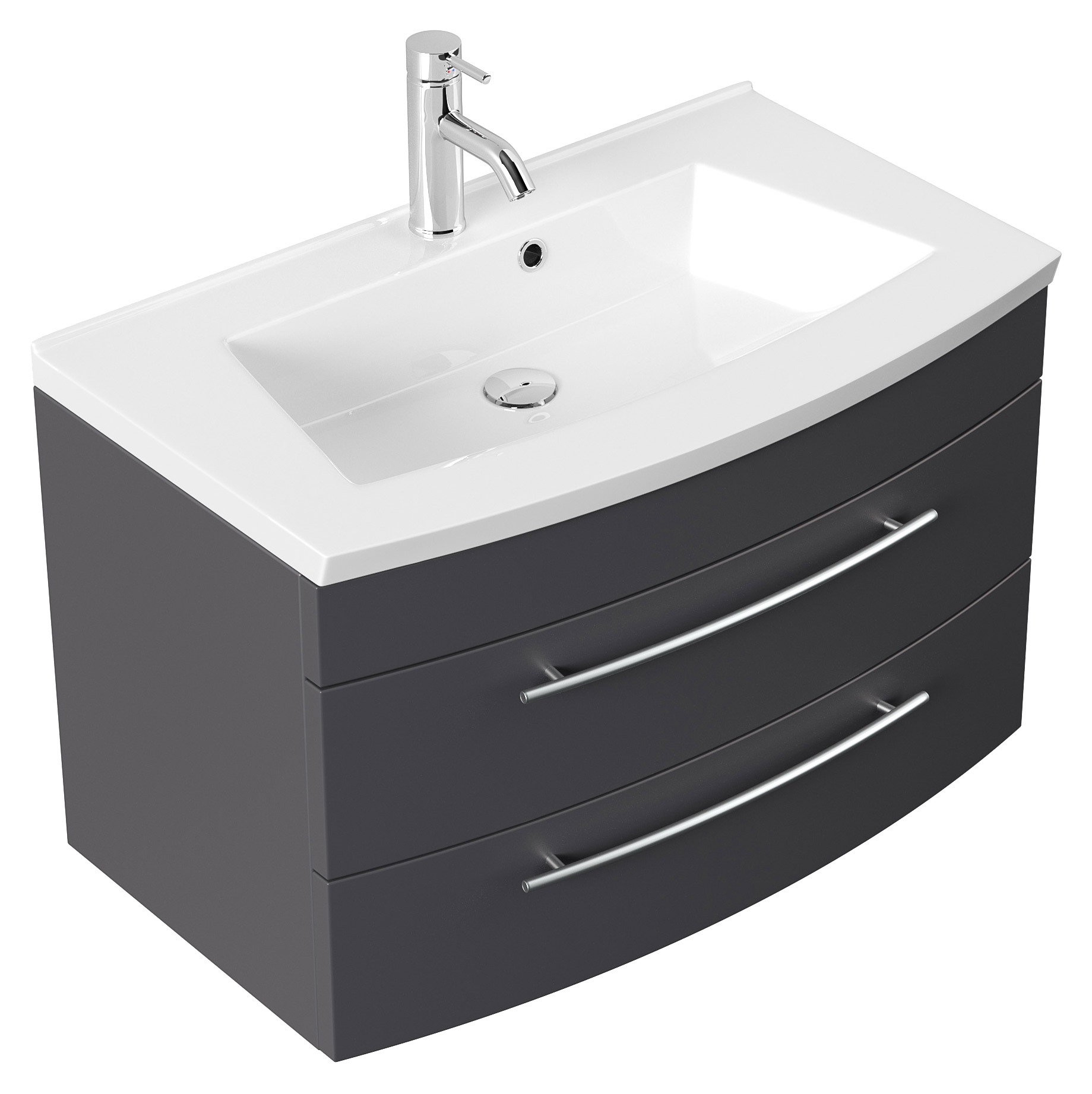 Badmöbel Bella 80 mit runder Front SoftClose anthrazit