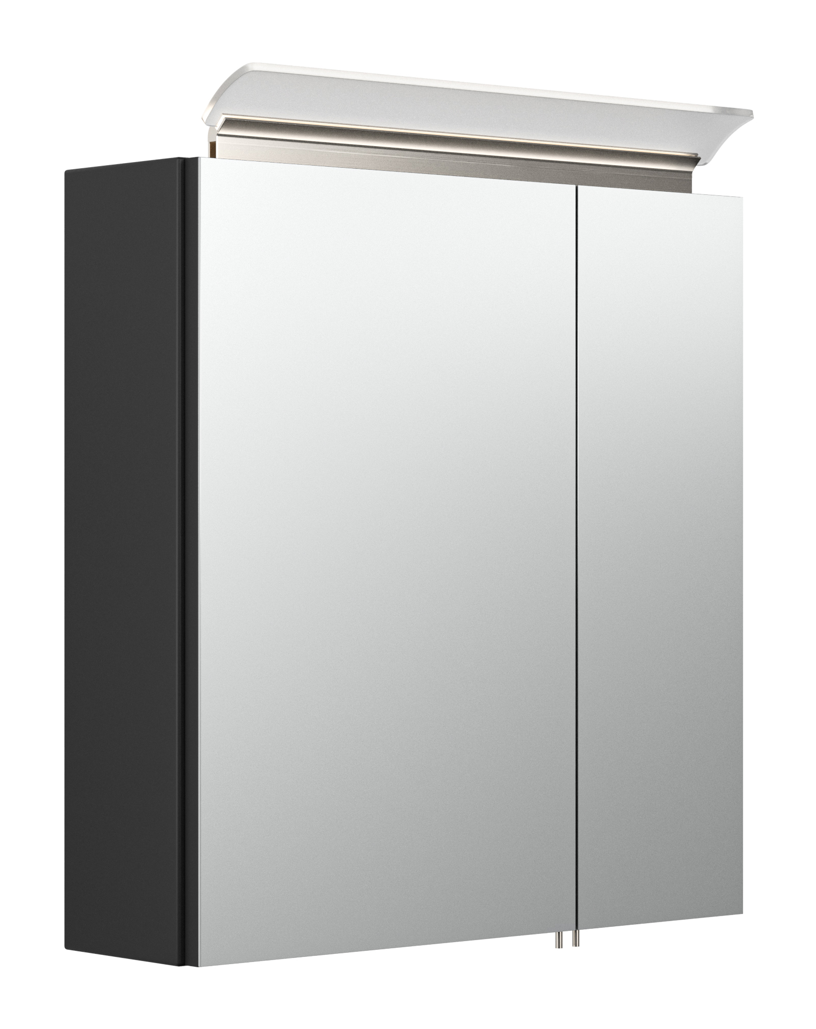 Spiegelschrank 60cm inkl. Design LED-Lampe und Glasböden schwarz
