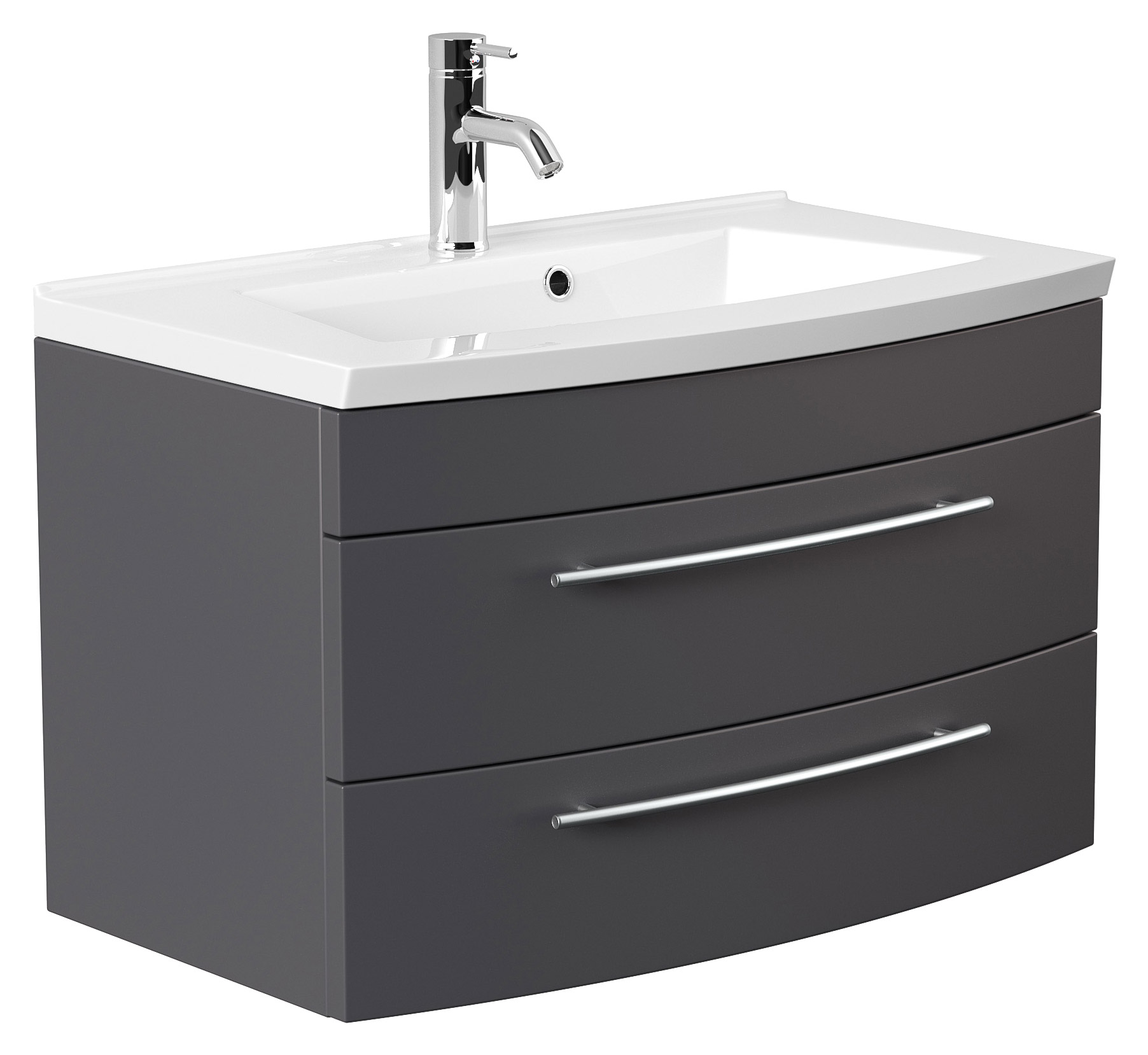 Badmöbel Bella 80 mit runder Front SoftClose anthrazit