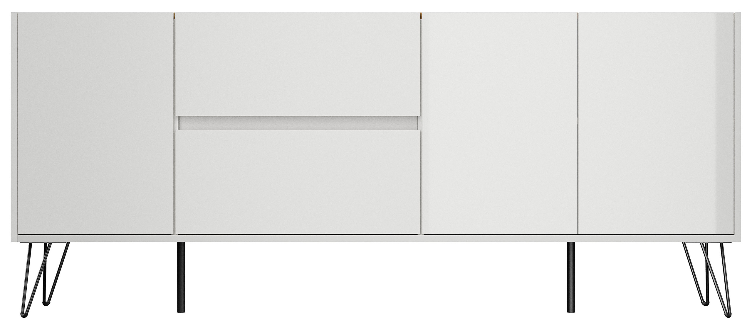 Raumwunder XL Sideboard Kommode Pharo 180cm 2 SoftClose 3 Türen Weiß/Eiche Top