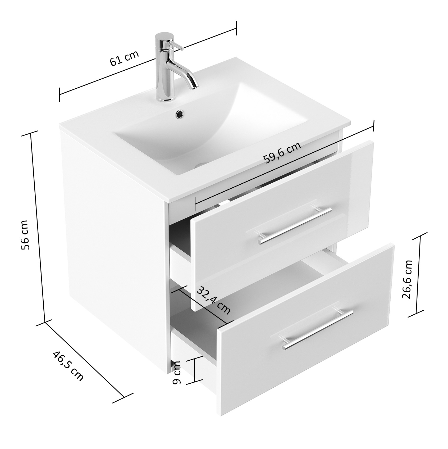 Badmöbel Set Firenze 60 2tlg. Spiegelschrank Softclose eiche gold