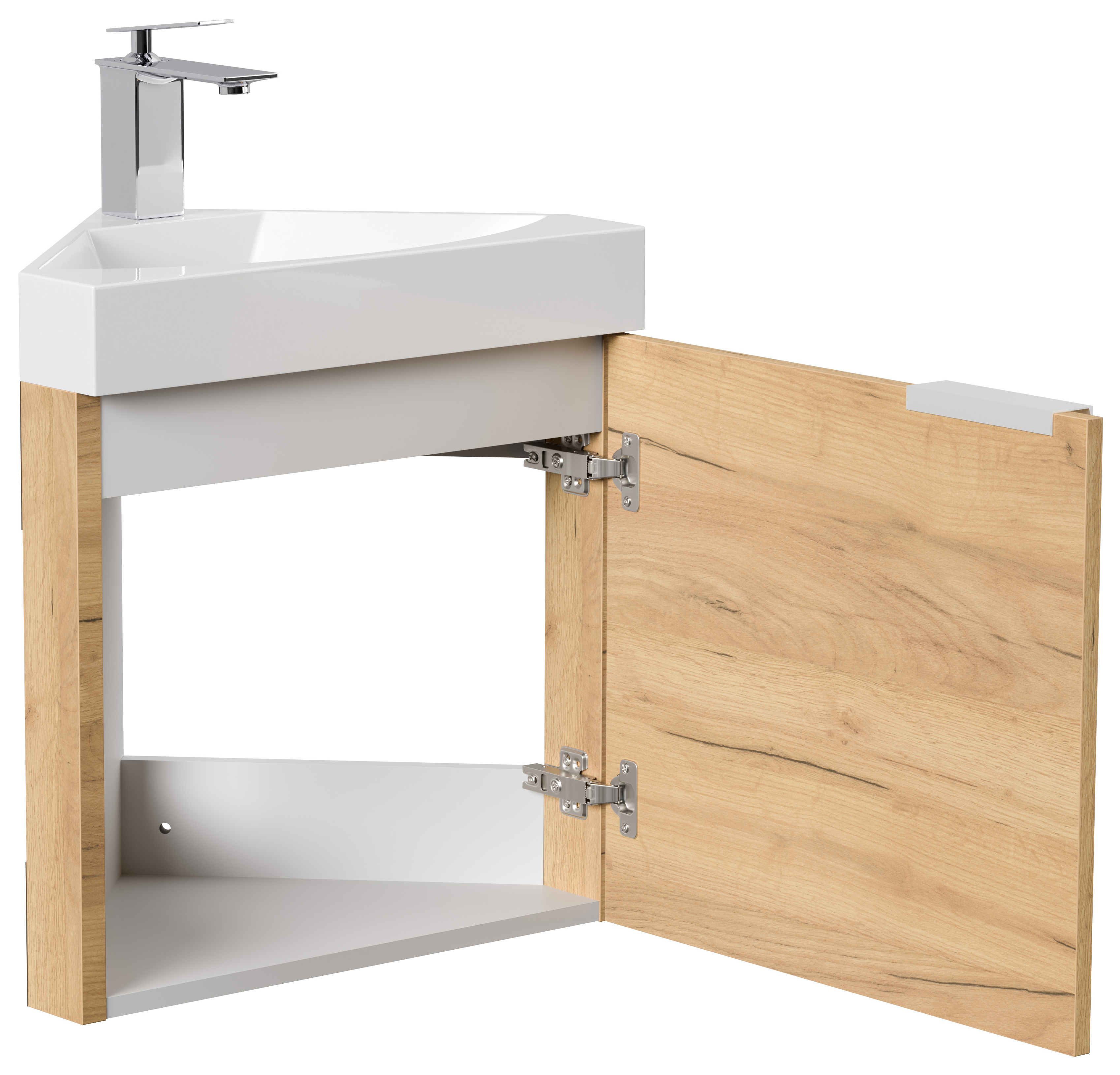 Gäste WC Eckbadmöbel Diamant Slimline Gästebad SoftClose eiche gold
