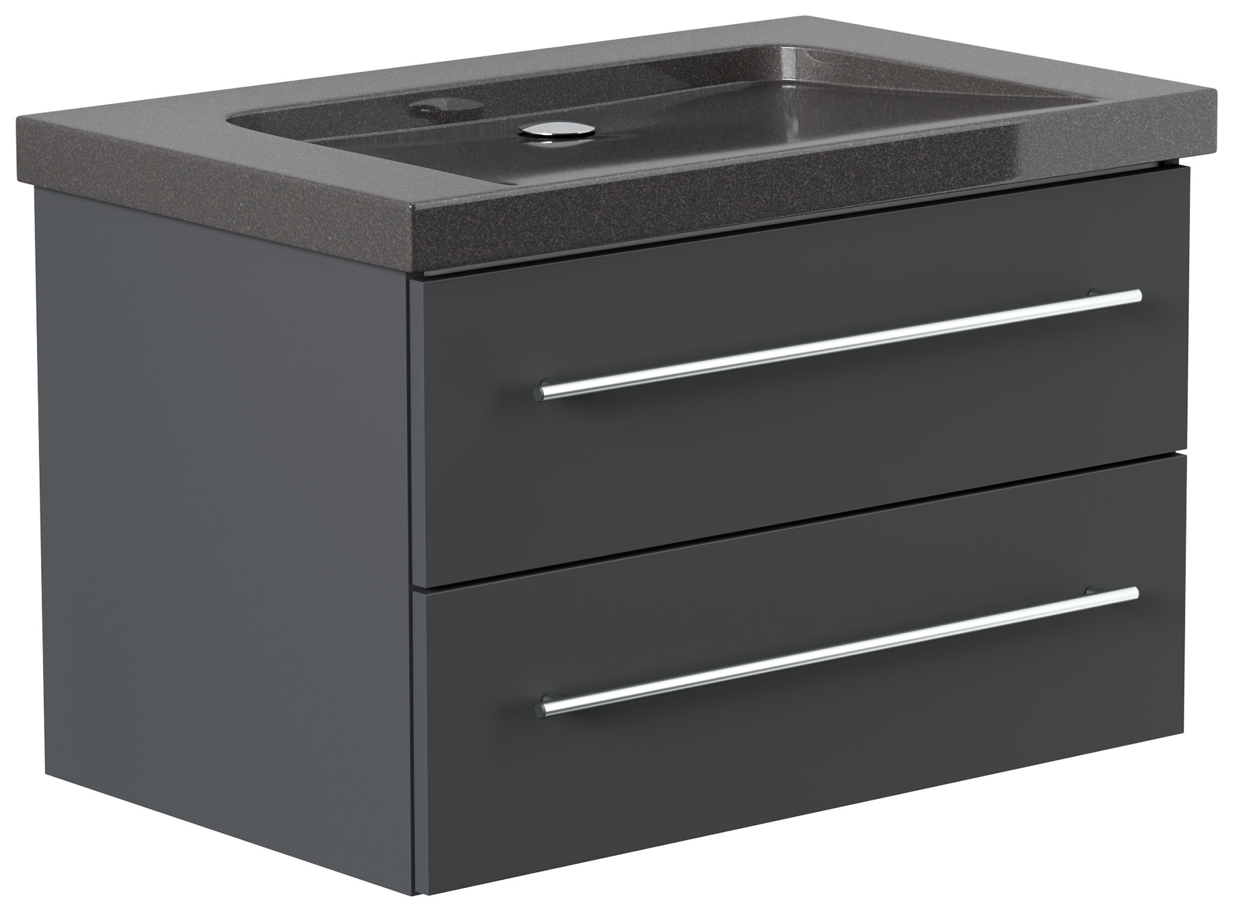 Badmöbel Granit India Black Damo 75 cm ohne Hahnloch SoftClose grafit