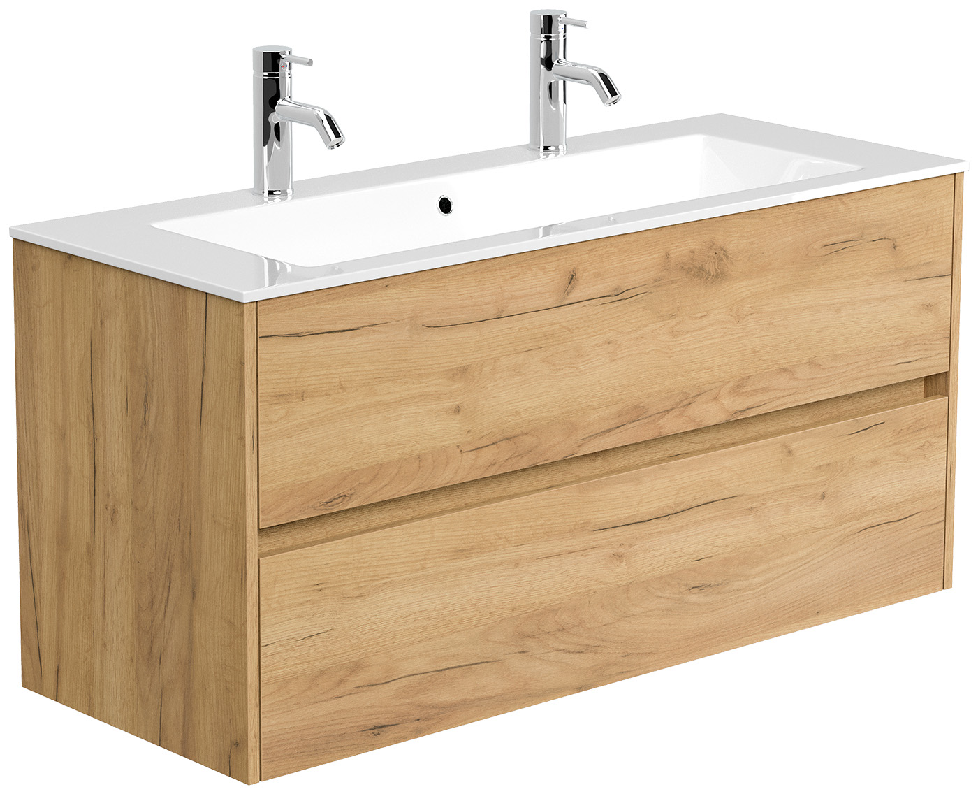 Doppelbadmöbel Taifun mit Waschtisch 120 cm 2 Greifraum SoftClose Auszüge eiche