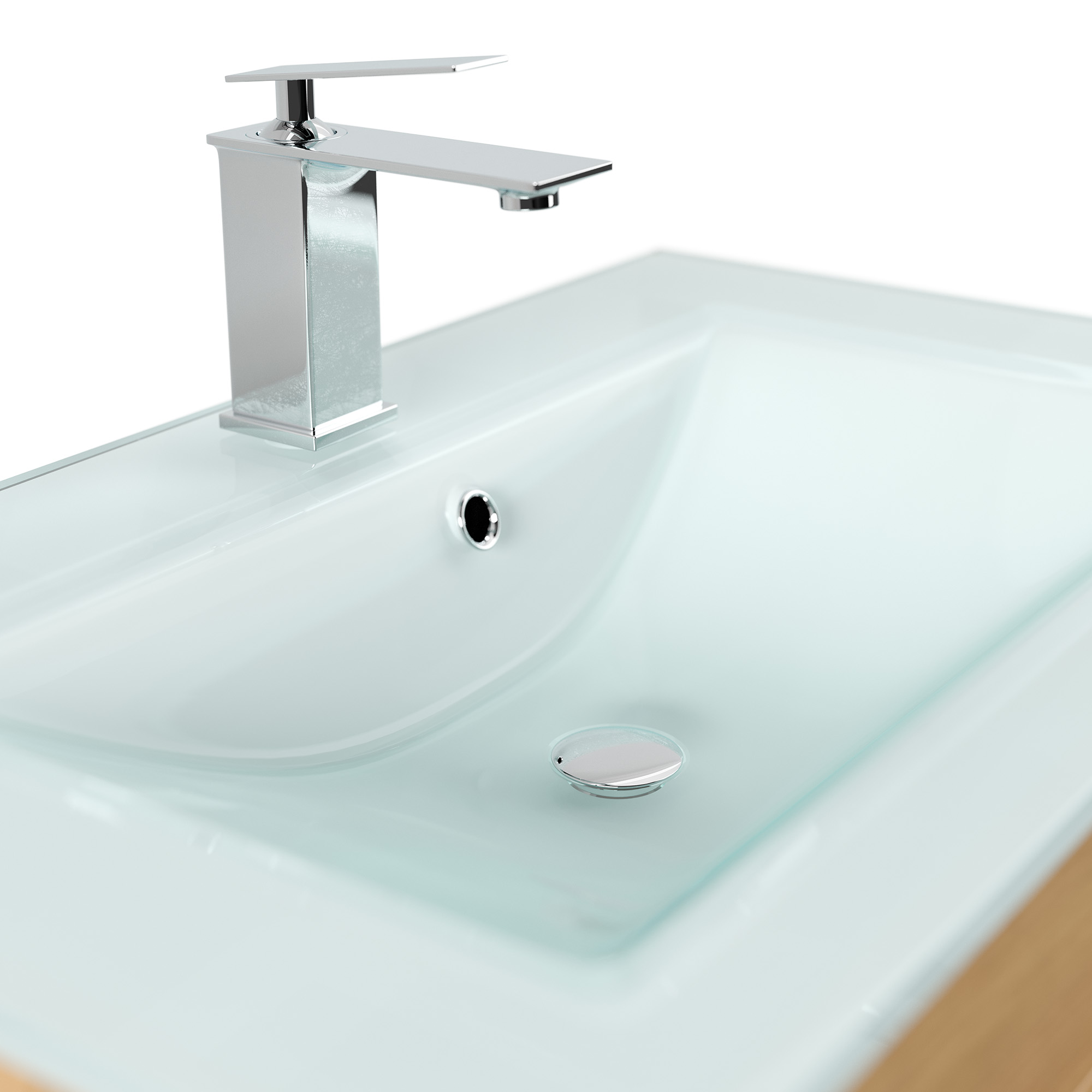 Badmöbel Vitro 750 mit Glaswaschbecken SoftClose eiche gold