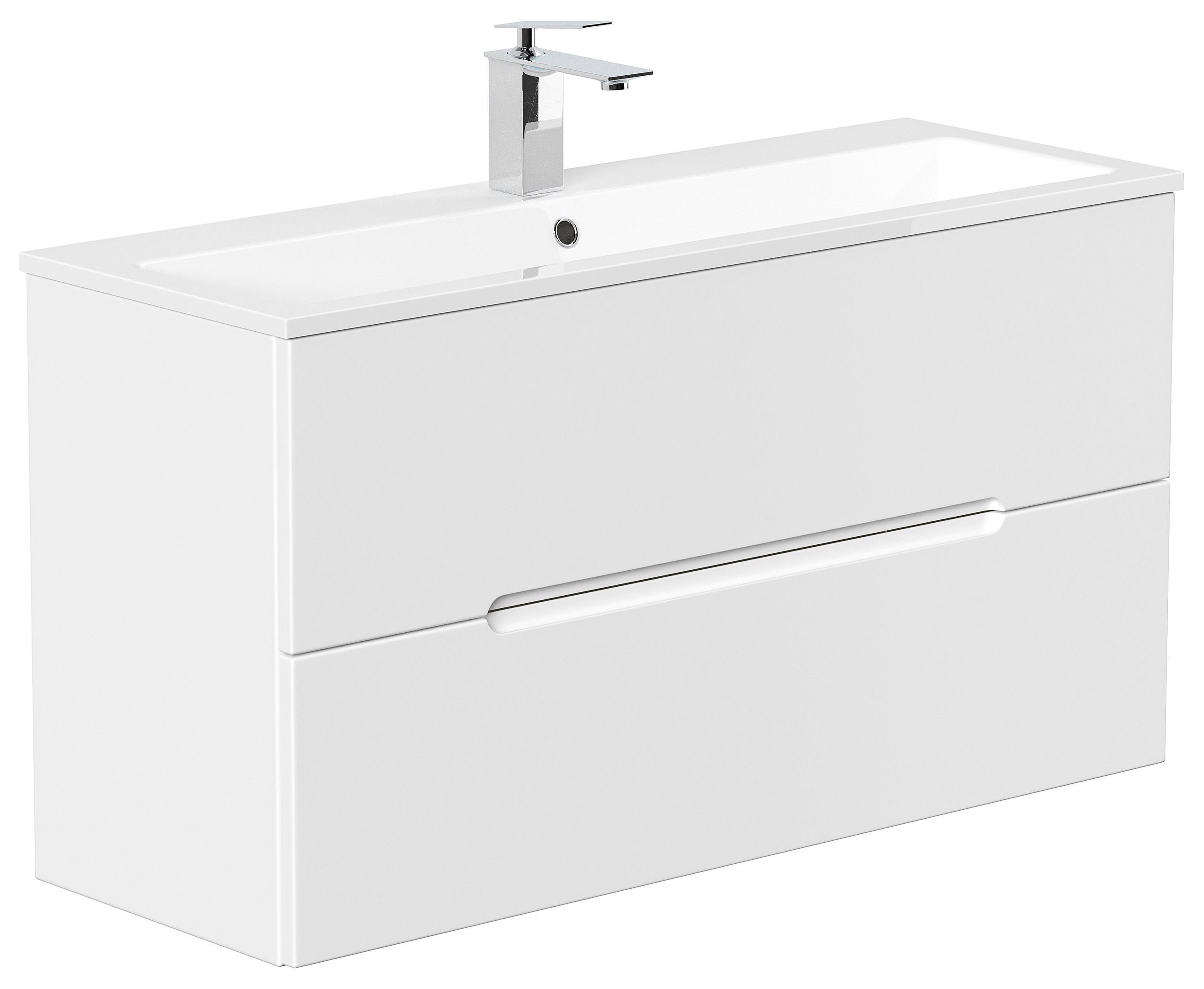 Badmöbel Mars 1000 SlimLine SoftClose Schubladen weiss mattiert