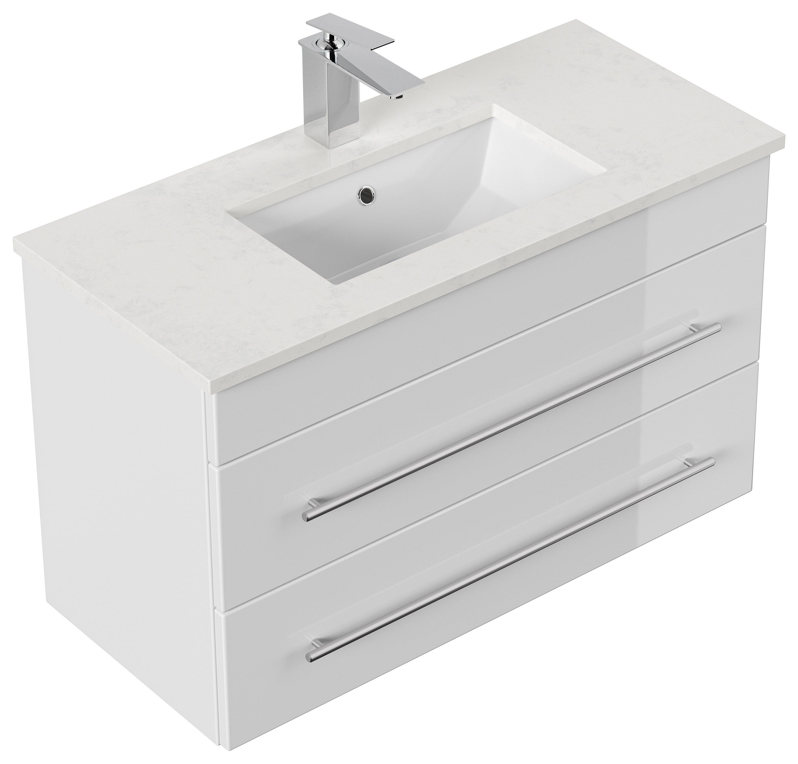 Badmöbel Eton 800 Quarz Carrara SoftClose weiss hochglanz