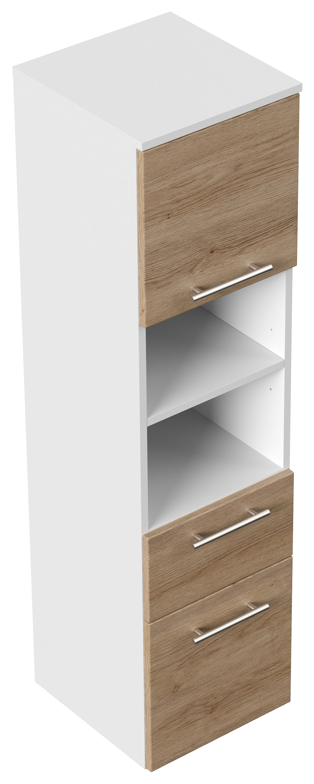 Hochschrank SANTINI 135cm weiss matt mit Fronten in eiche hell