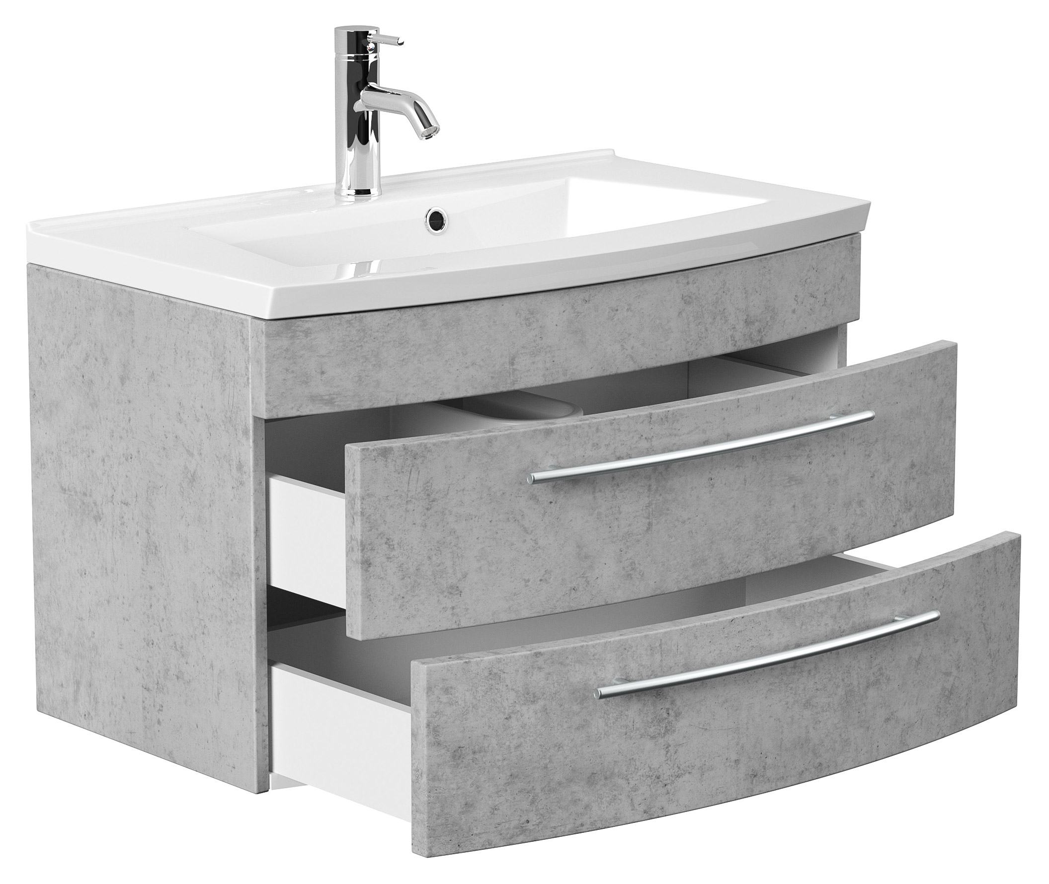 Badmöbel Bella 80 mit runder Front SoftClose beton