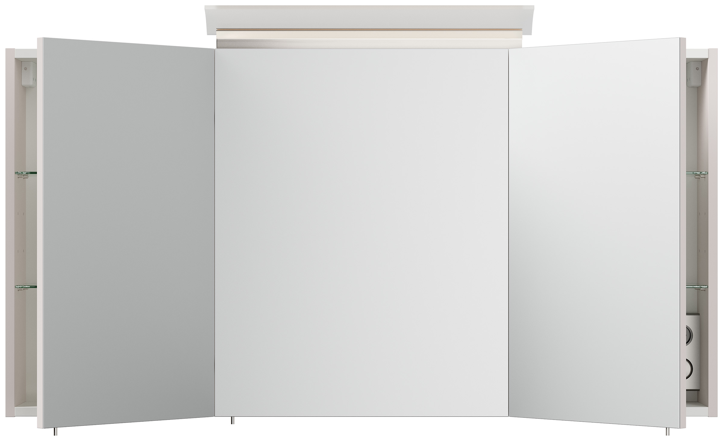 Spiegelschrank 120cm inkl. Design LED-Lampe und Glasböden eiche gold