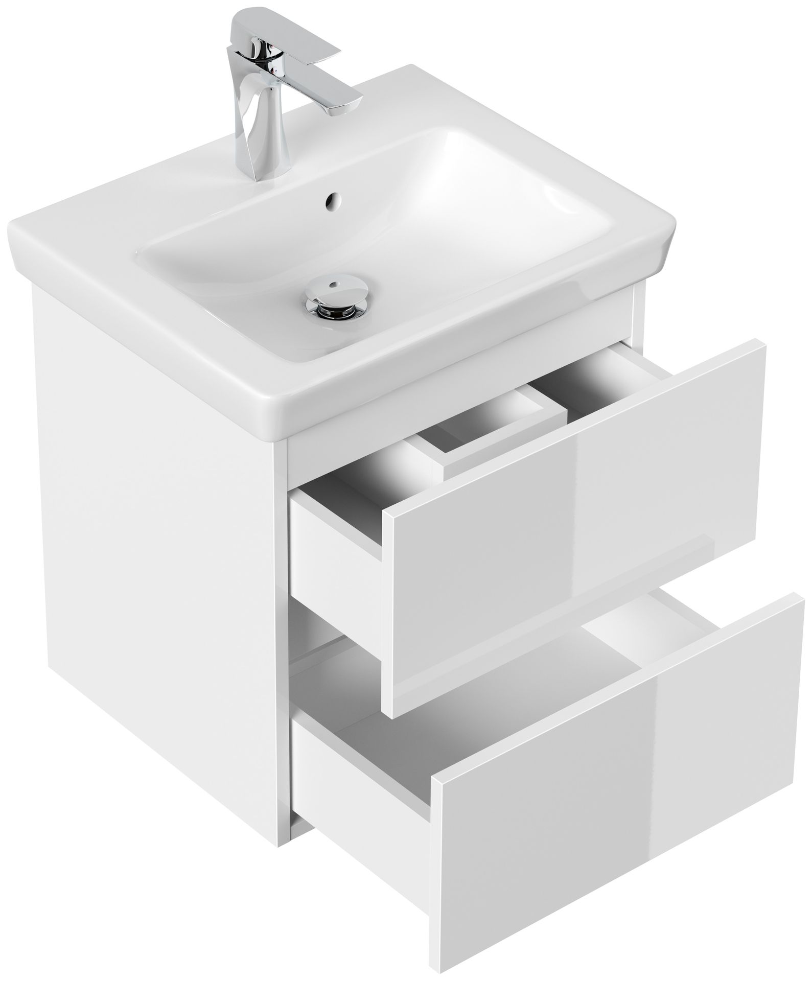 Badmöbel mit Villeroy & Boch Subway 2.0 Waschbecken 50 cm weiss hochglanz