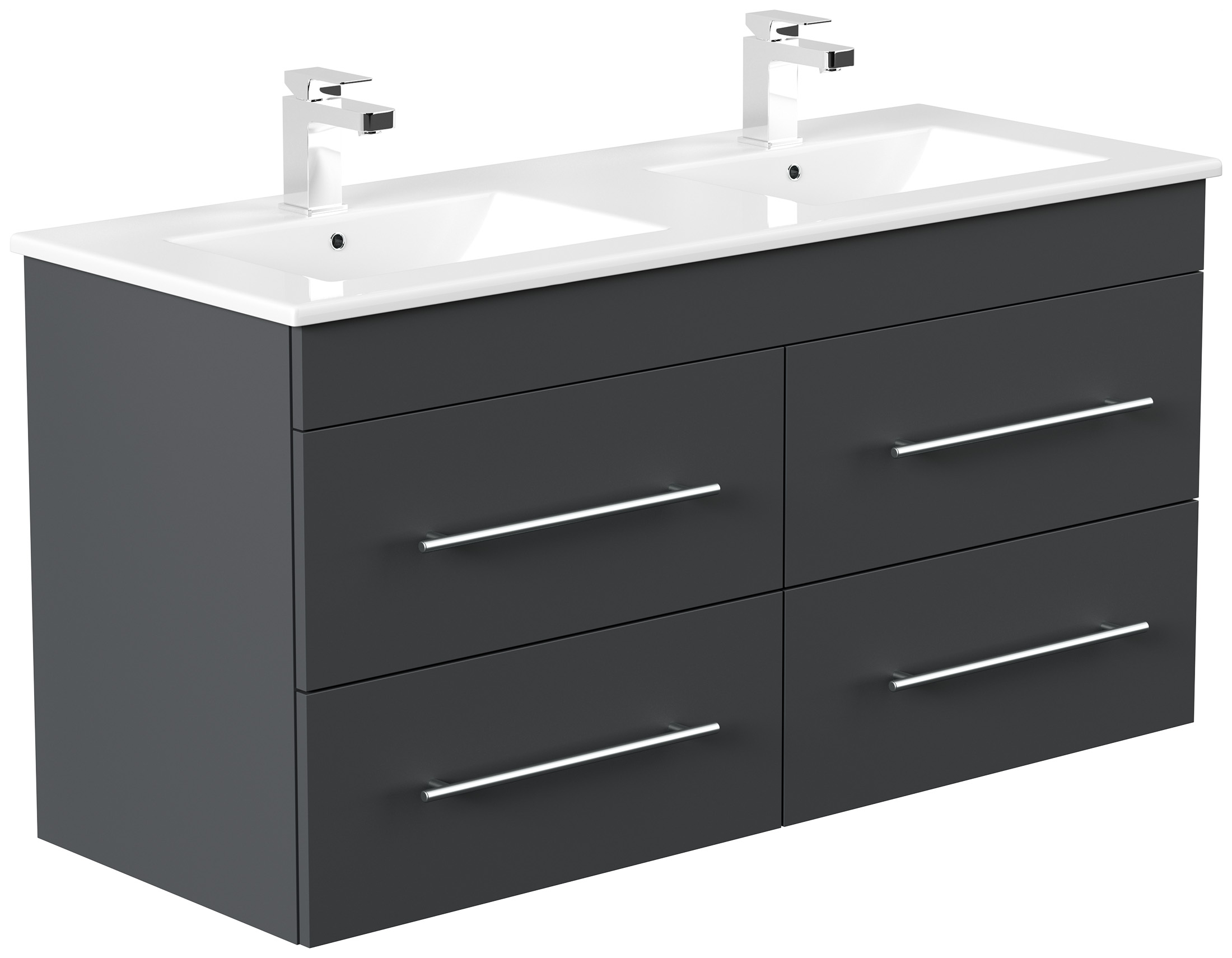 Badmöbelset Helios 4-teilig Spiegelschrank 2x Hochschrank grafit
