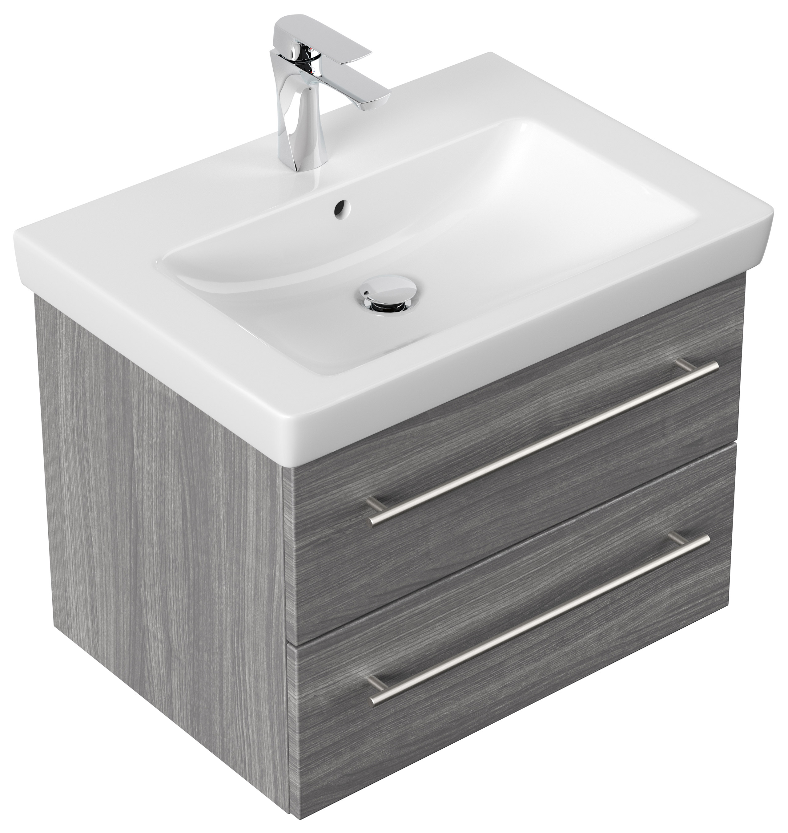 Badmöbel mit Villeroy & Boch Subway 2.0 Waschbecken 65 cm silbereiche