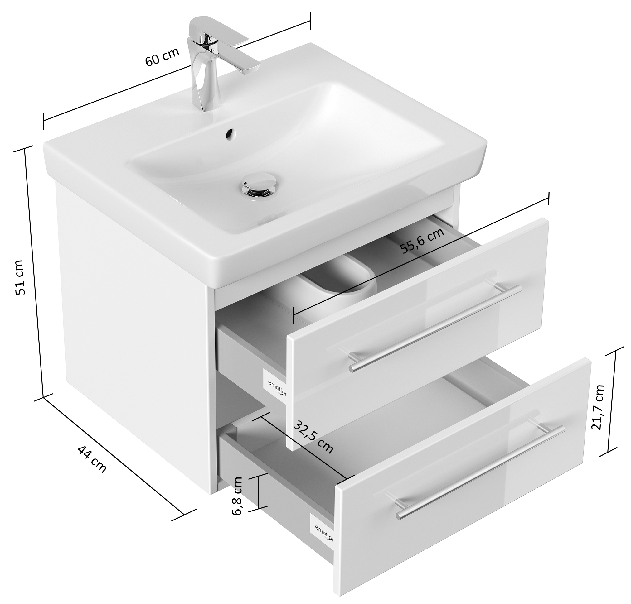 Badmöbel mit Villeroy & Boch Subway 2.0 Waschbecken 60 cm anthrazit gemasert