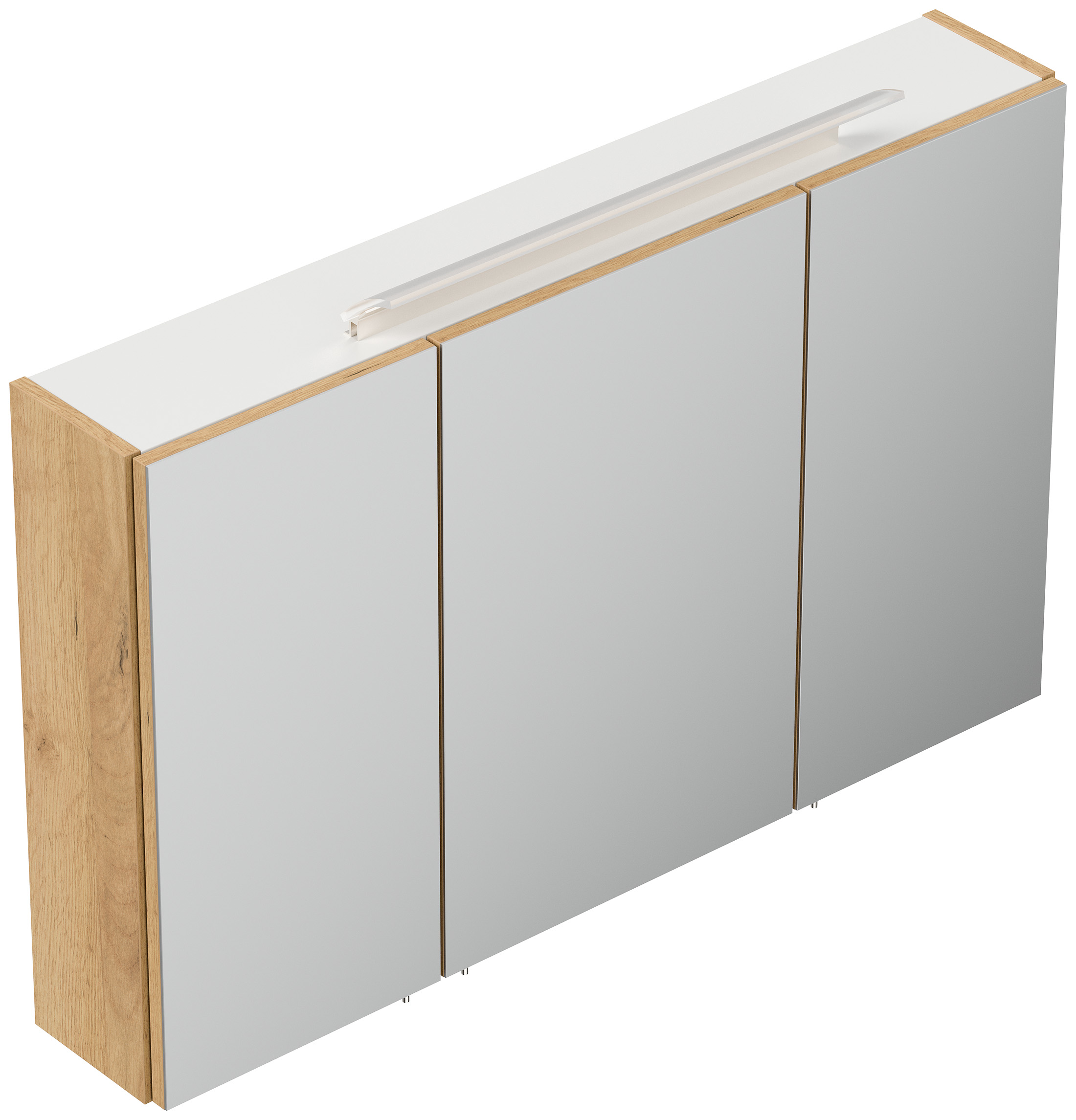 Spiegelschrank 100cm inkl. Design LED-Lampe und Glasböden eiche gold