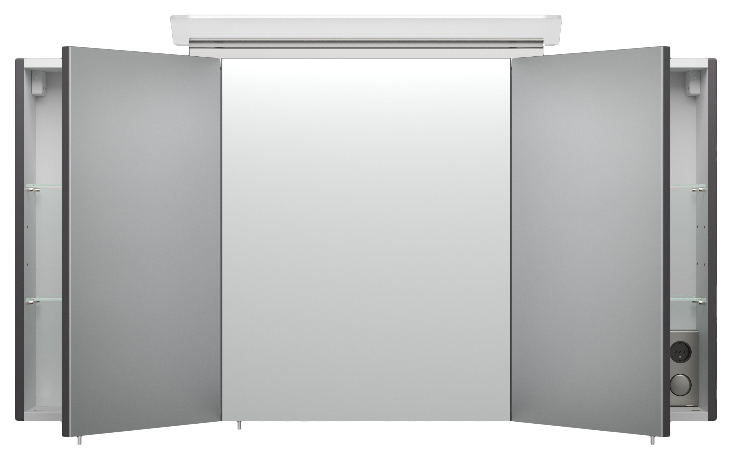 Spiegelschrank 120cm inkl. Design LED-Lampe und Glasböden anthrazit