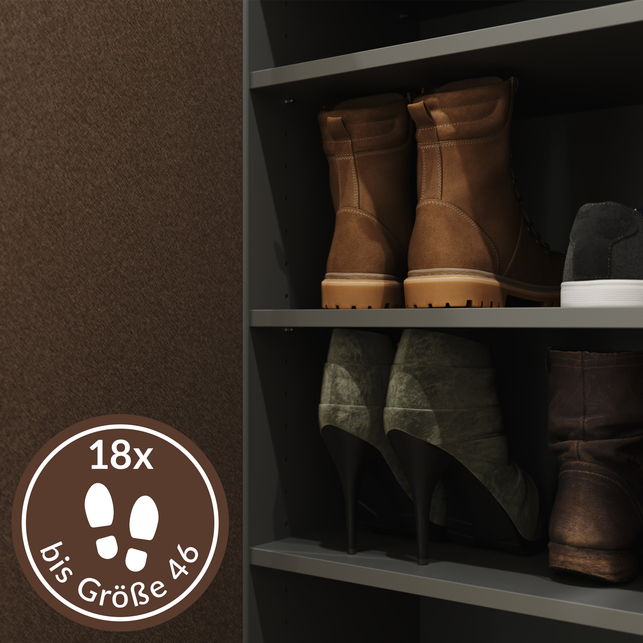 Raumwunder Schuhschrank Alius-M 2 Türen 18 Paar Sand 