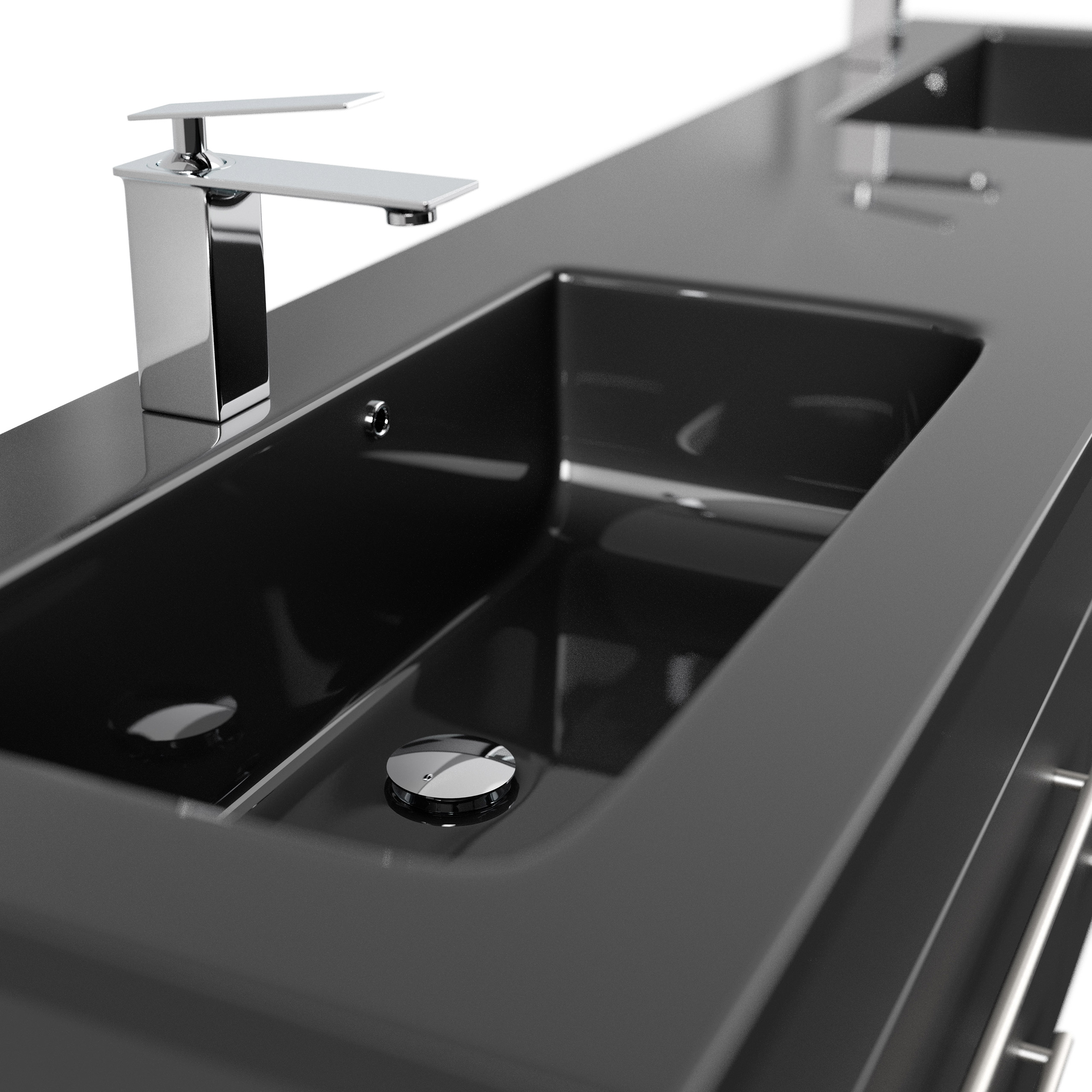 Badmöbel Compose 200 schwarzes Waschbecken SoftClose schwarz