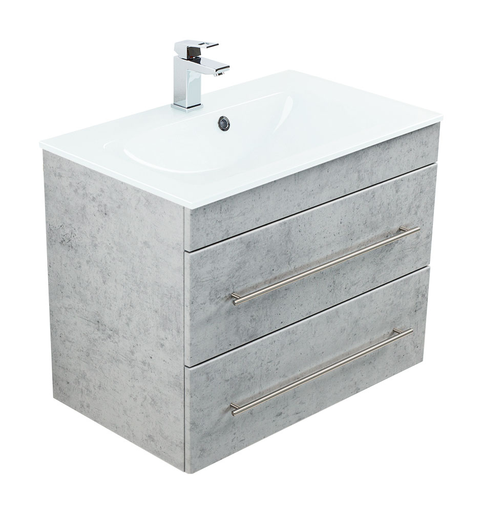Badmöbel Vitro 750 mit Glaswaschbecken SoftClose beton Badmöbel Vitro 750 mit Glaswaschbecken SoftClose beton