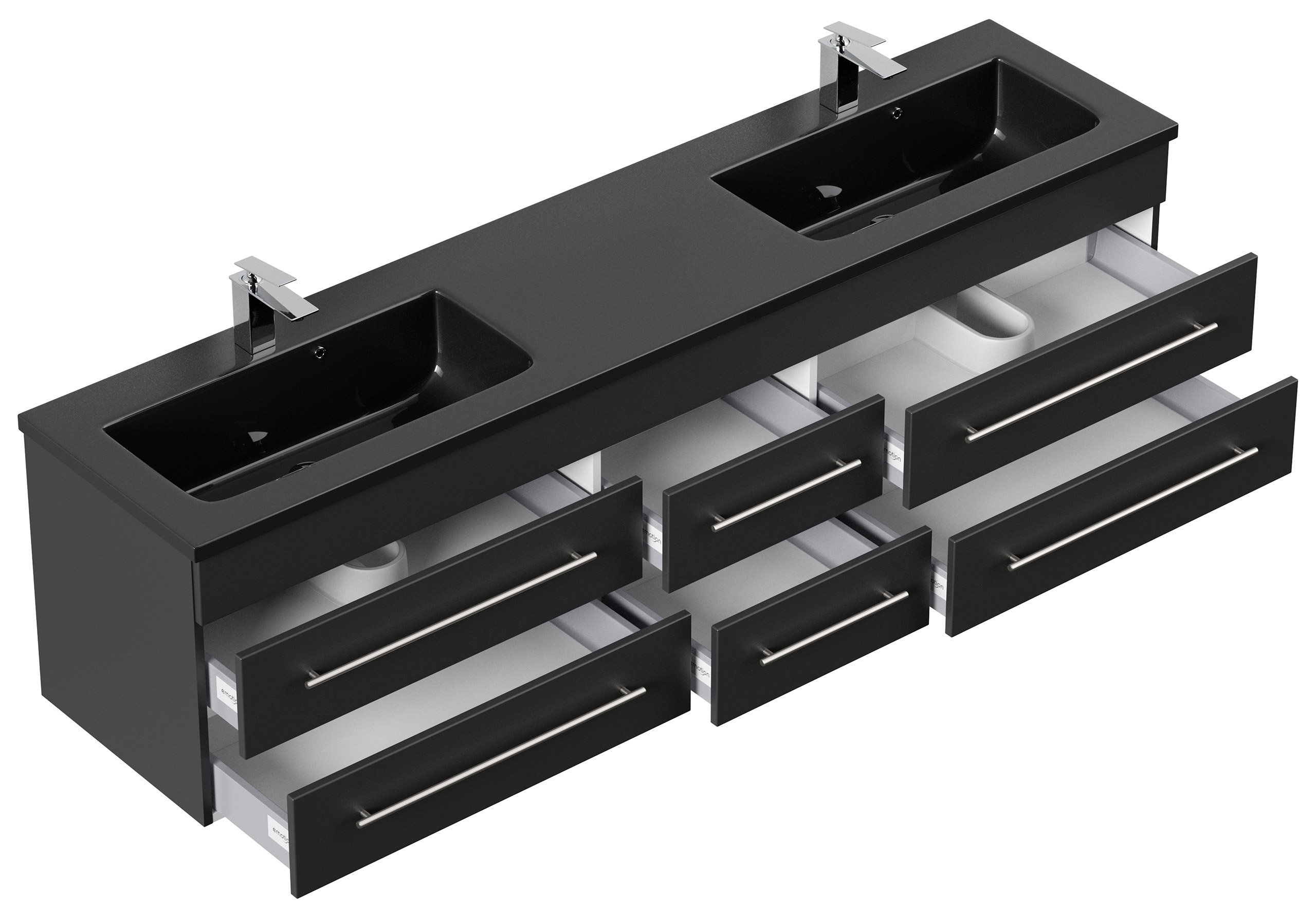 Badmöbel Compose 200 schwarzes Waschbecken SoftClose schwarz