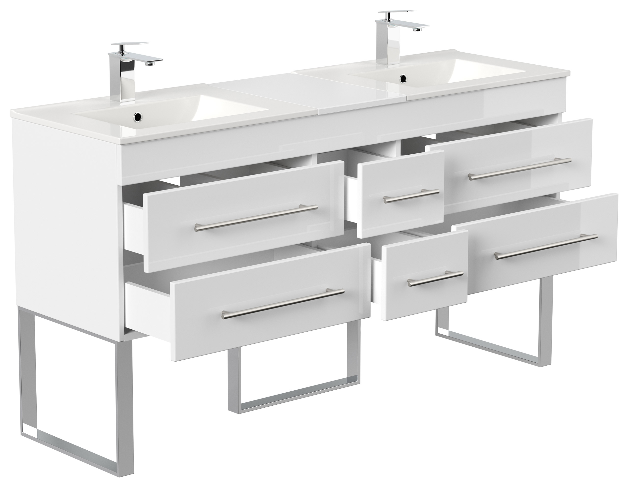 Stand Badmöbel Roma XL SoftClose weiss hochglanz