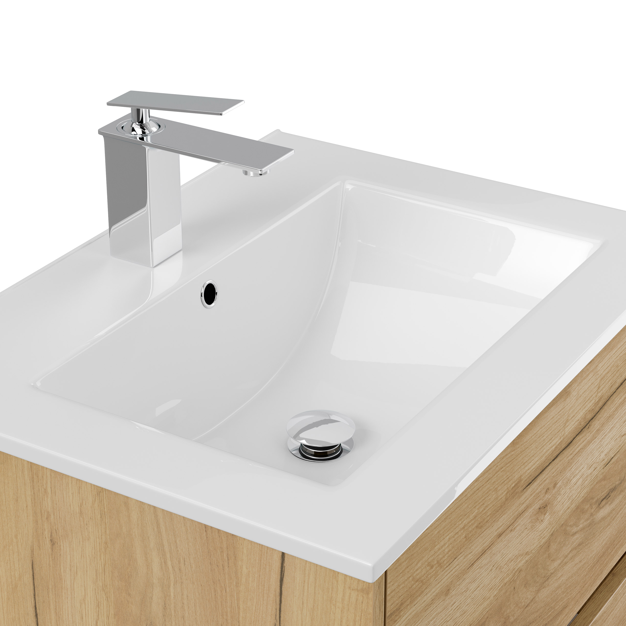 Badmöbelset Taifun 60cm 3tlg mit Spiegelschrank & Seitenschrank eiche gold