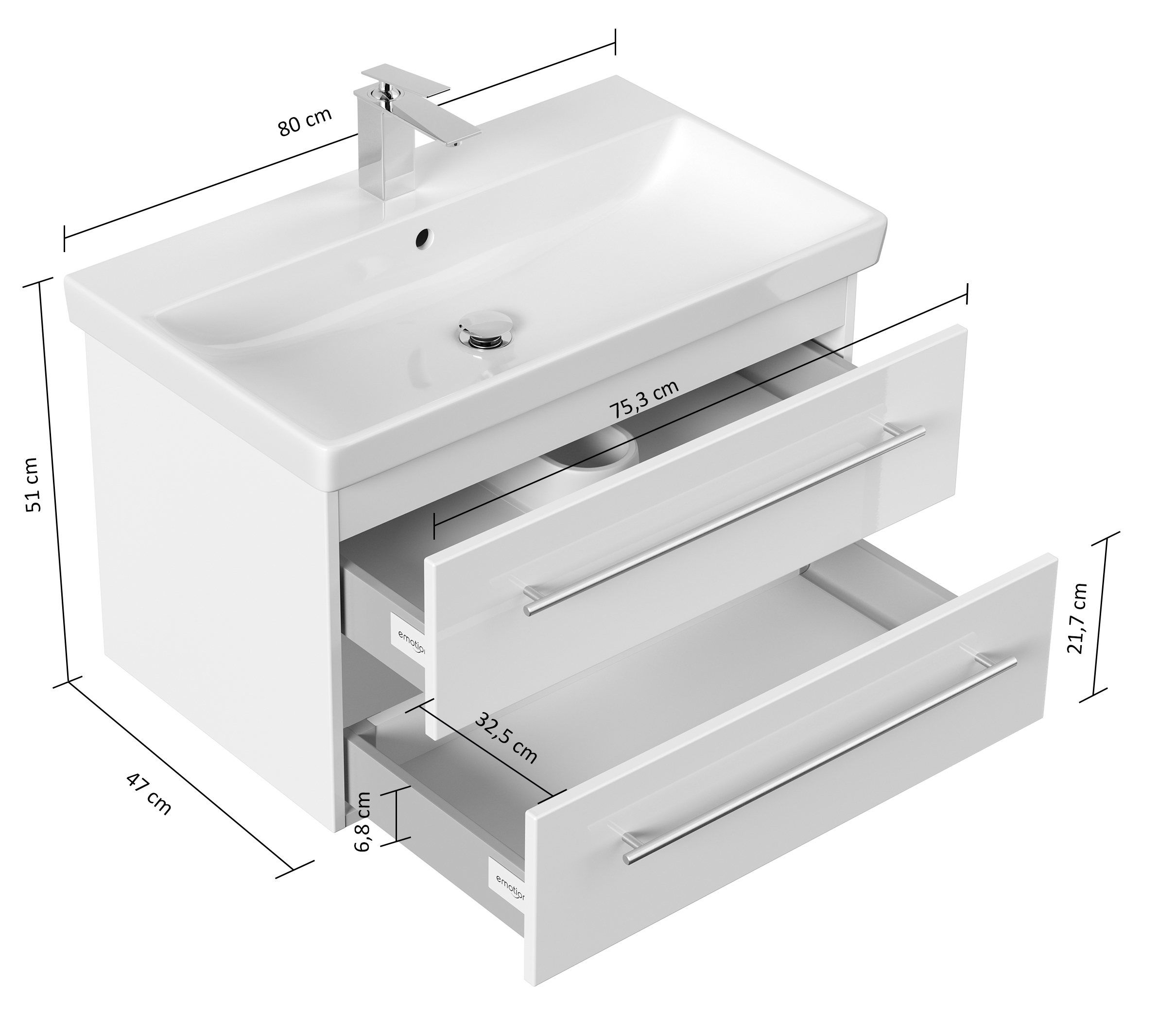 Badmöbel mit Villeroy & Boch Avento Waschbecken 80cm SoftClose anthrazit