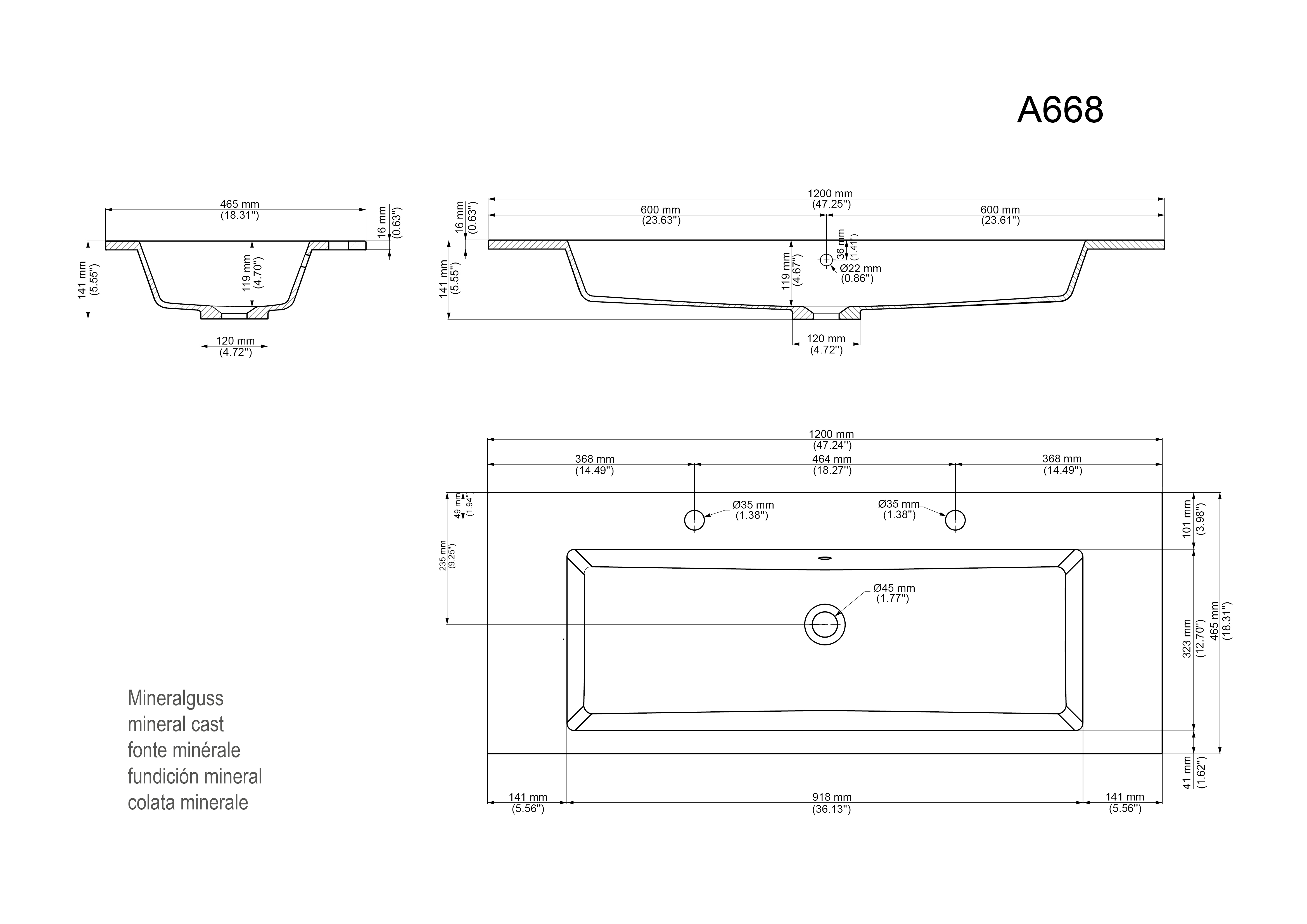 Doppel-Badmöbel Set Taifun 4tlg.120cm LED Spiegel 3er Boxen & Hochschrank Grafit