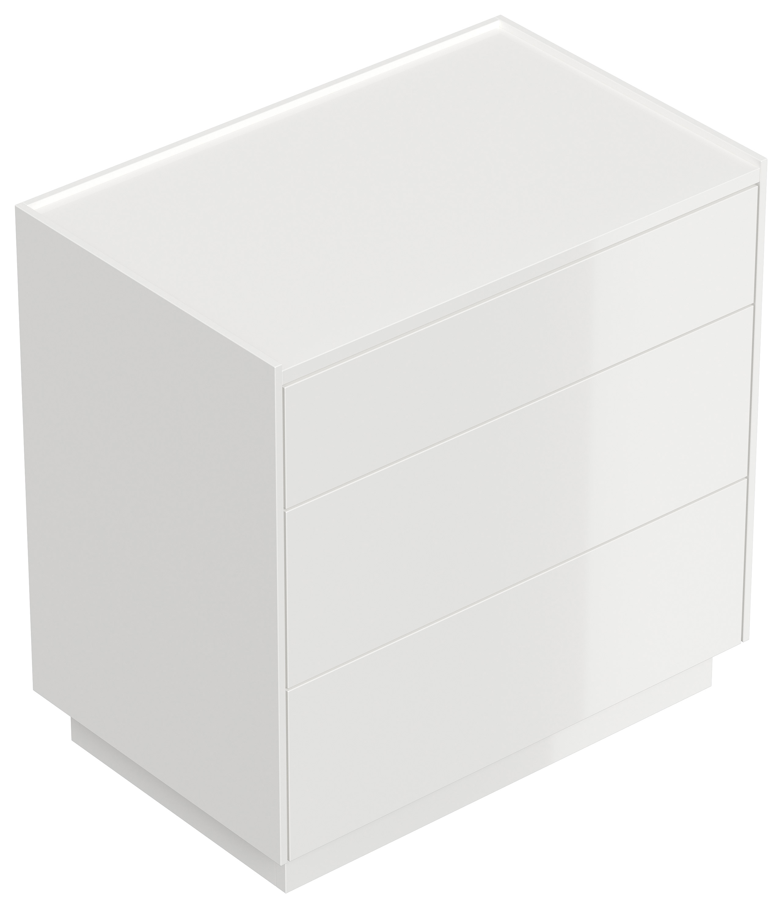Nachttisch Lux XL 70cm, 3 Pushauszüge lackiert Weiß Hgl für Boxspringbett | Weiss hochglanz