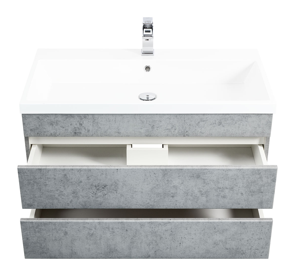 Badmöbel Via 90 SoftClose beton mit grifflosen Schubladen