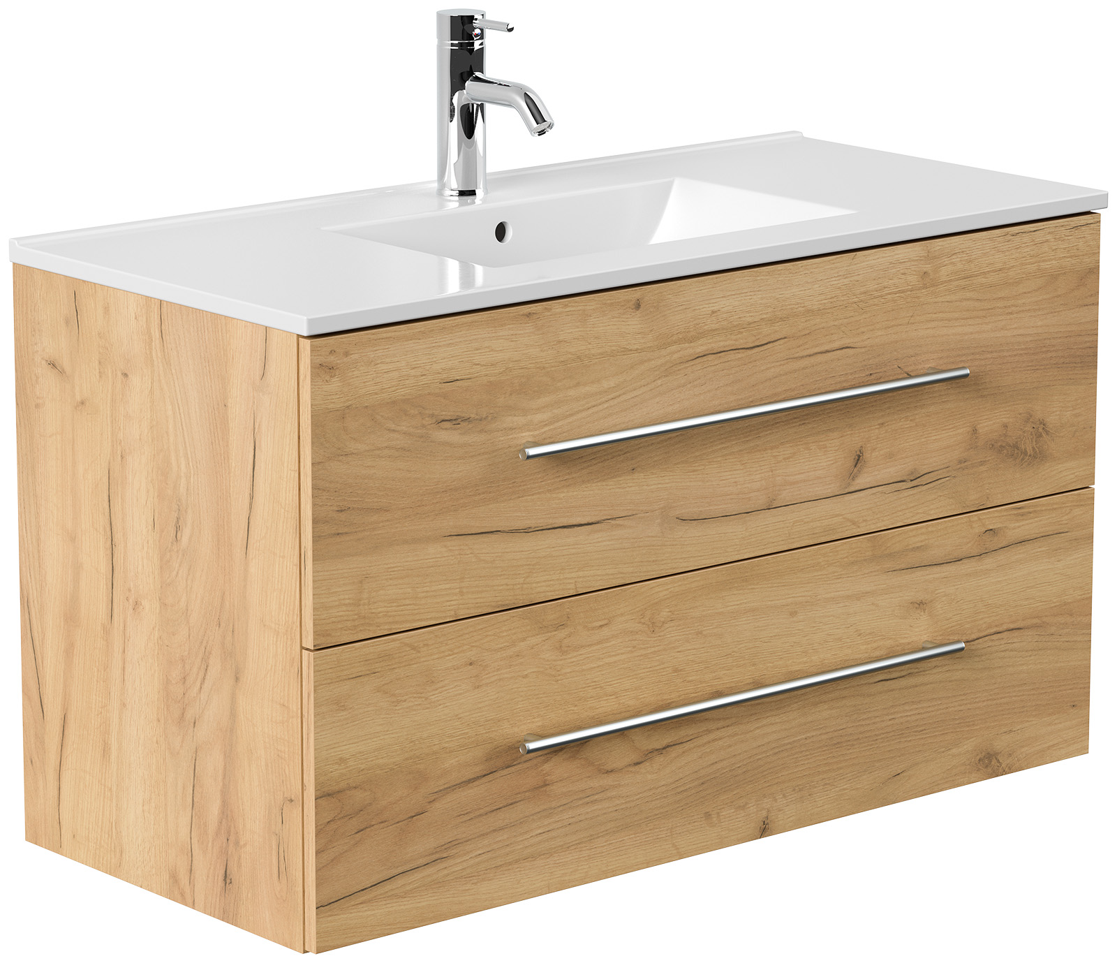 Badmöbel Set Firenze 100 3tlg. Spiegelschrank & Seitenschrank eiche gold