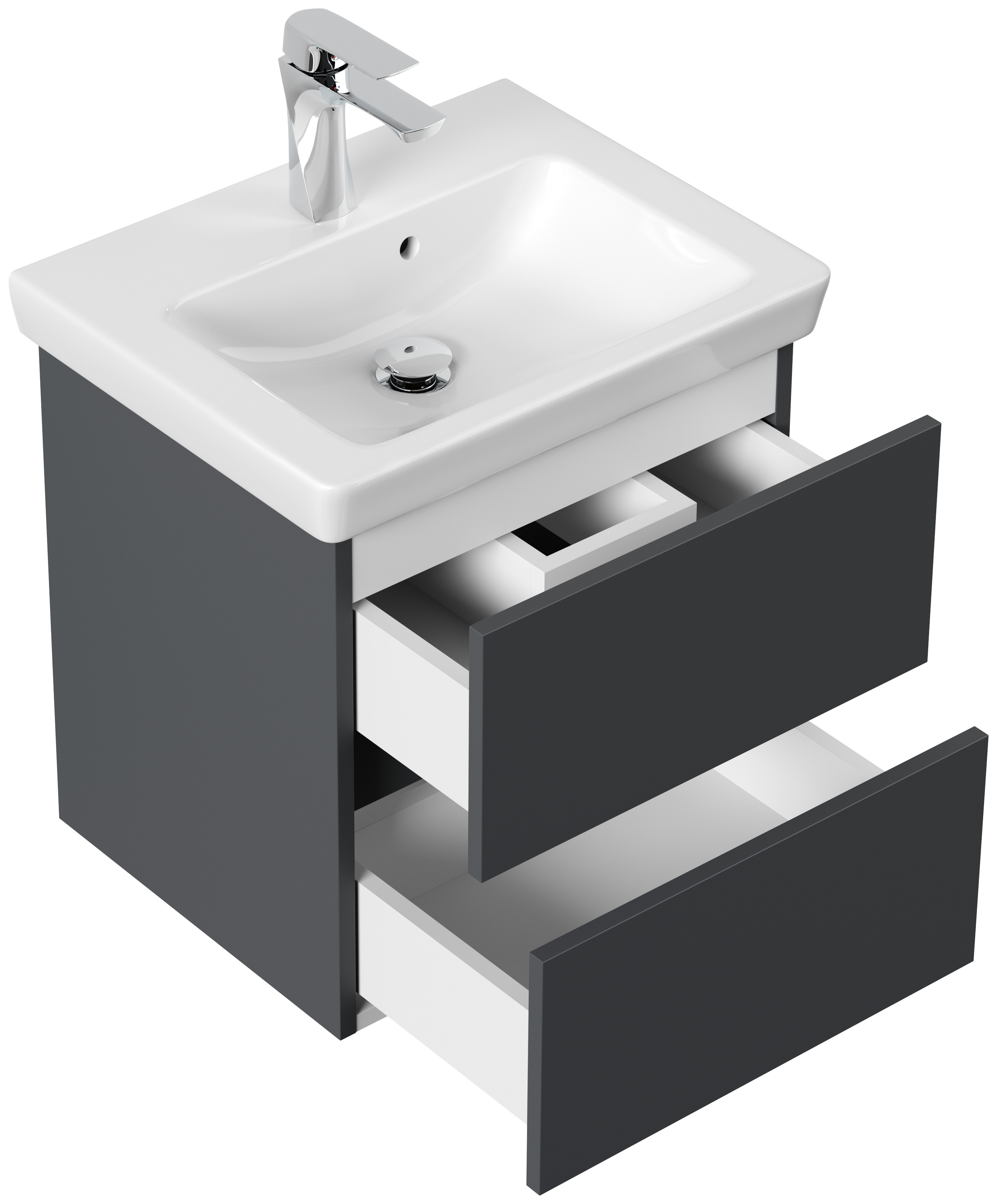 Badmöbel mit Villeroy & Boch Subway 2.0 Waschbecken 50 cm SoftClose grafit