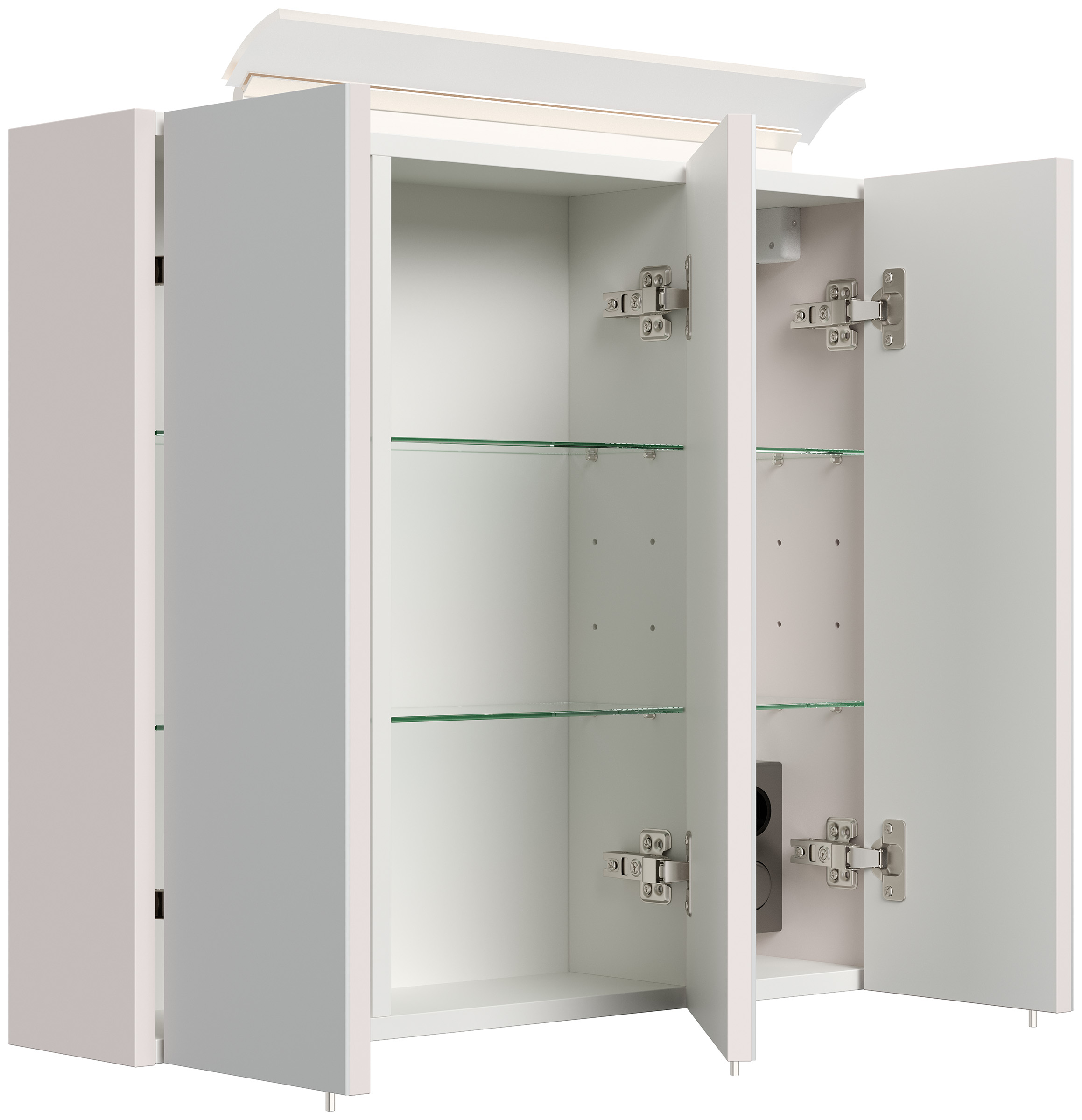 Spiegelschrank 70cm inkl. Design LED-Lampe und Glasböden eiche gold