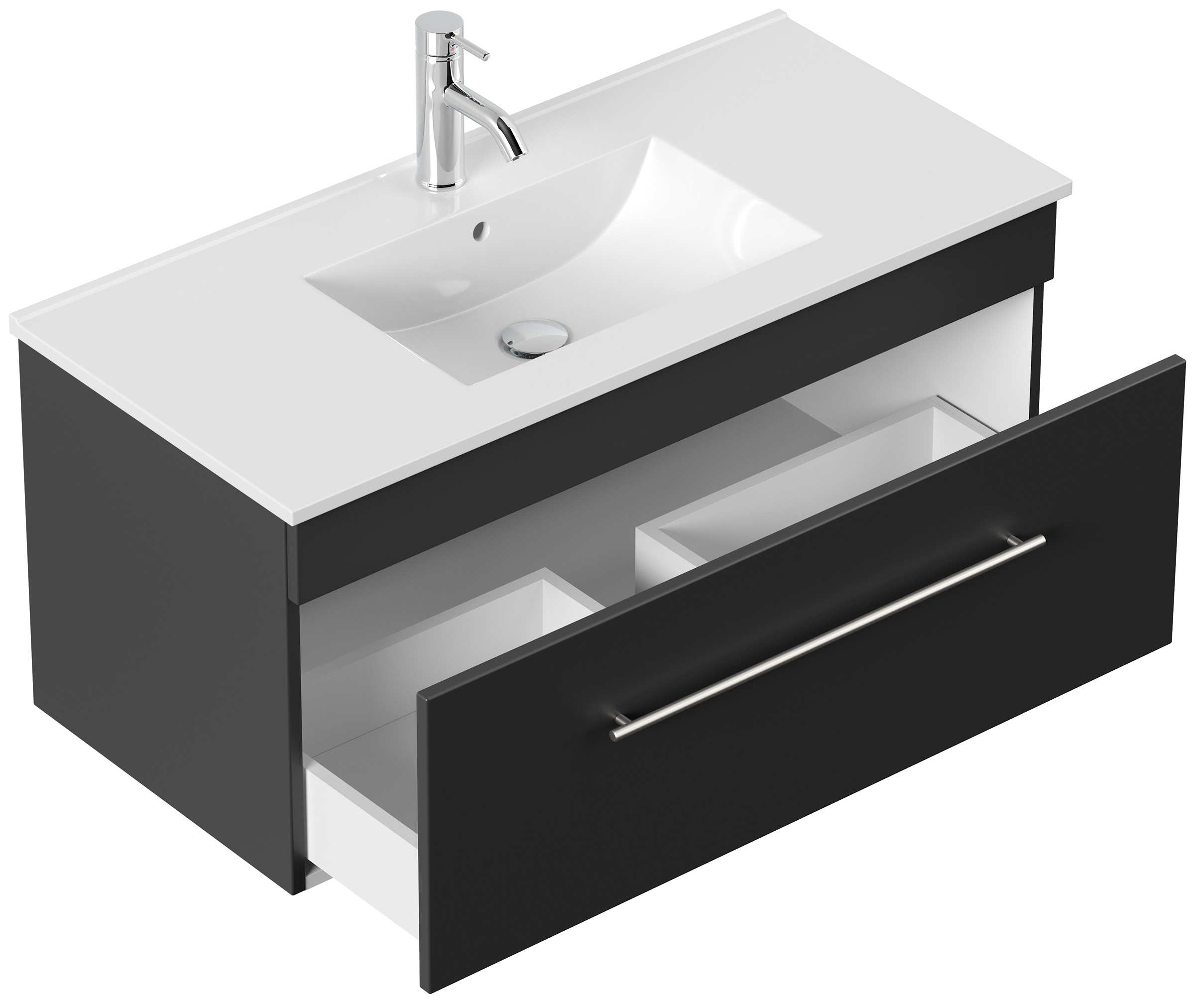 Badmöbel Linea 100cm SoftClose schwarz