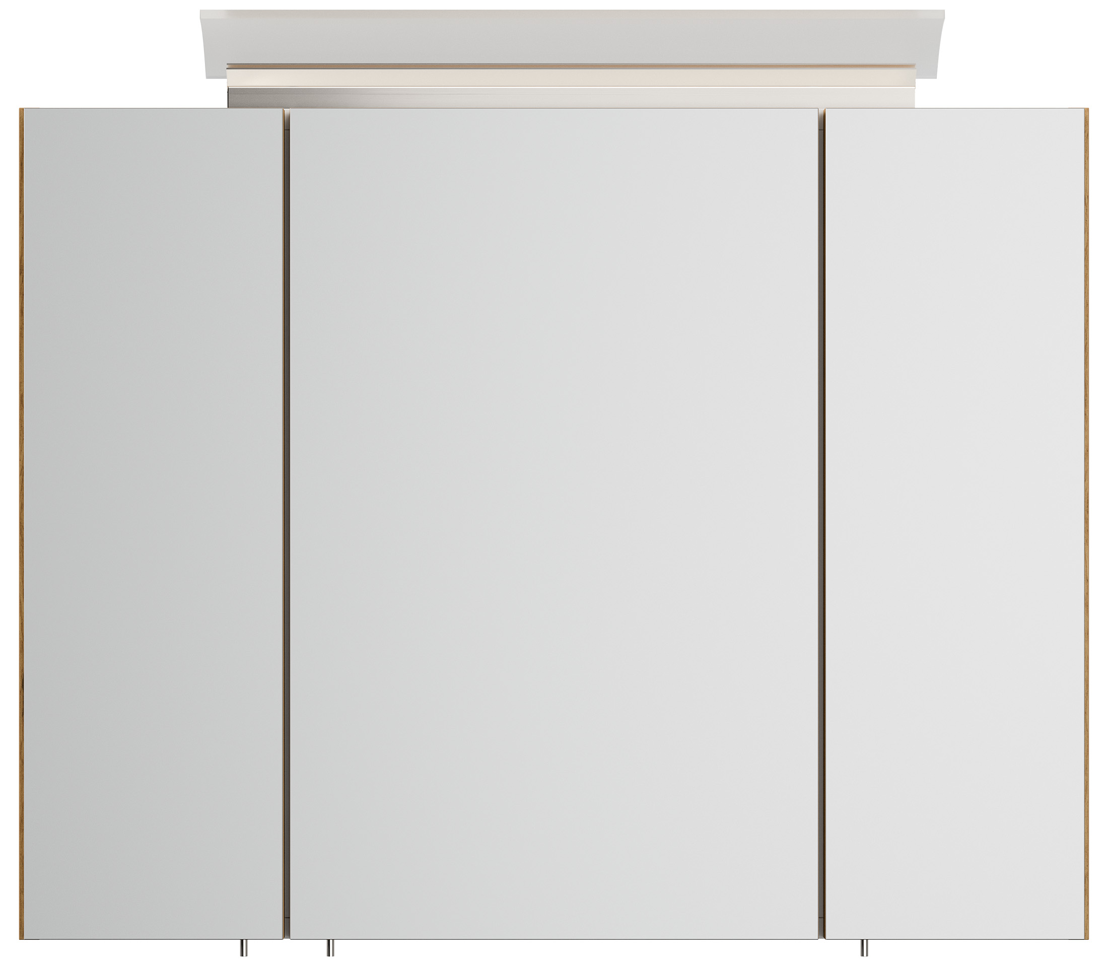 Spiegelschrank 80cm inkl. Design LED-Lampe und Glasböden eiche gold