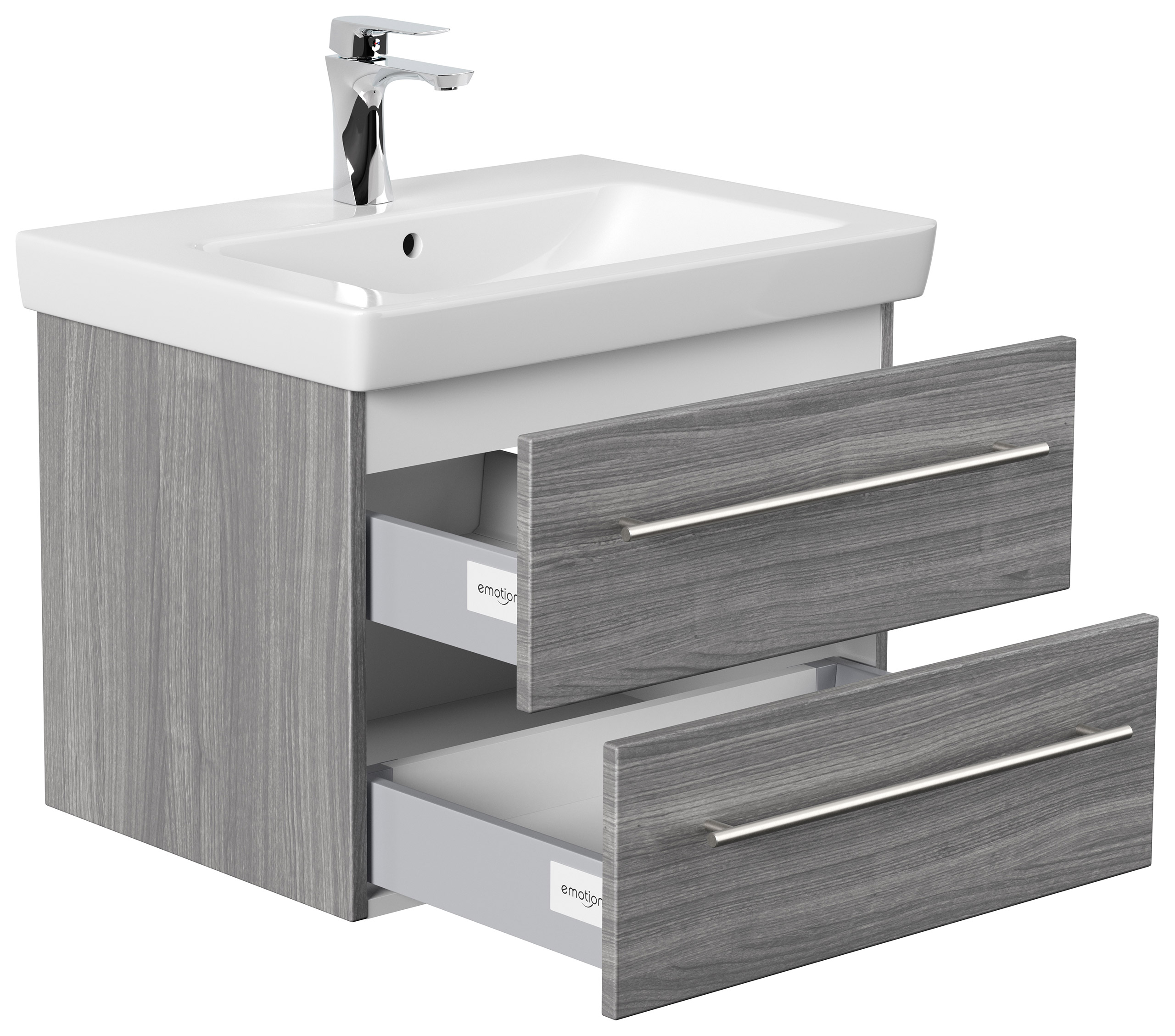 Badmöbel mit Villeroy & Boch Subway 2.0 Waschbecken 65 cm silbereiche