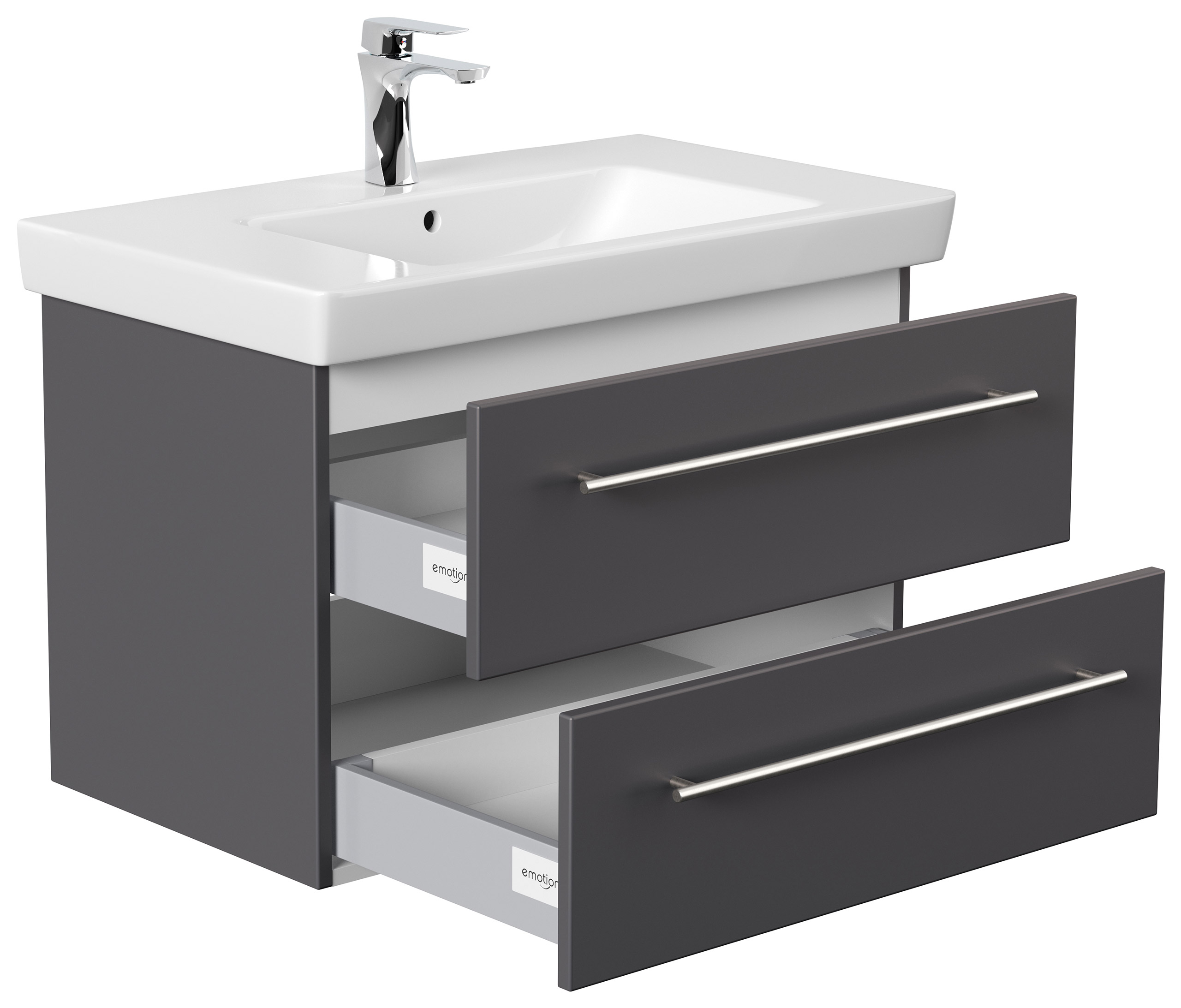 Badmöbel mit Villeroy & Boch Subway 2.0 Waschbecken 80 cm SoftClose anthrazit
