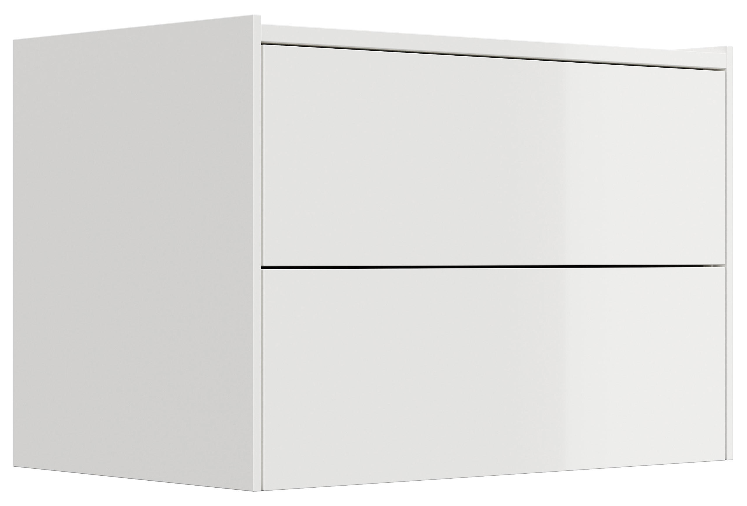 Design Nachttisch Kommode Somnia XL 70cm, 2 Pushauszüge lackiert Weiß Hgl