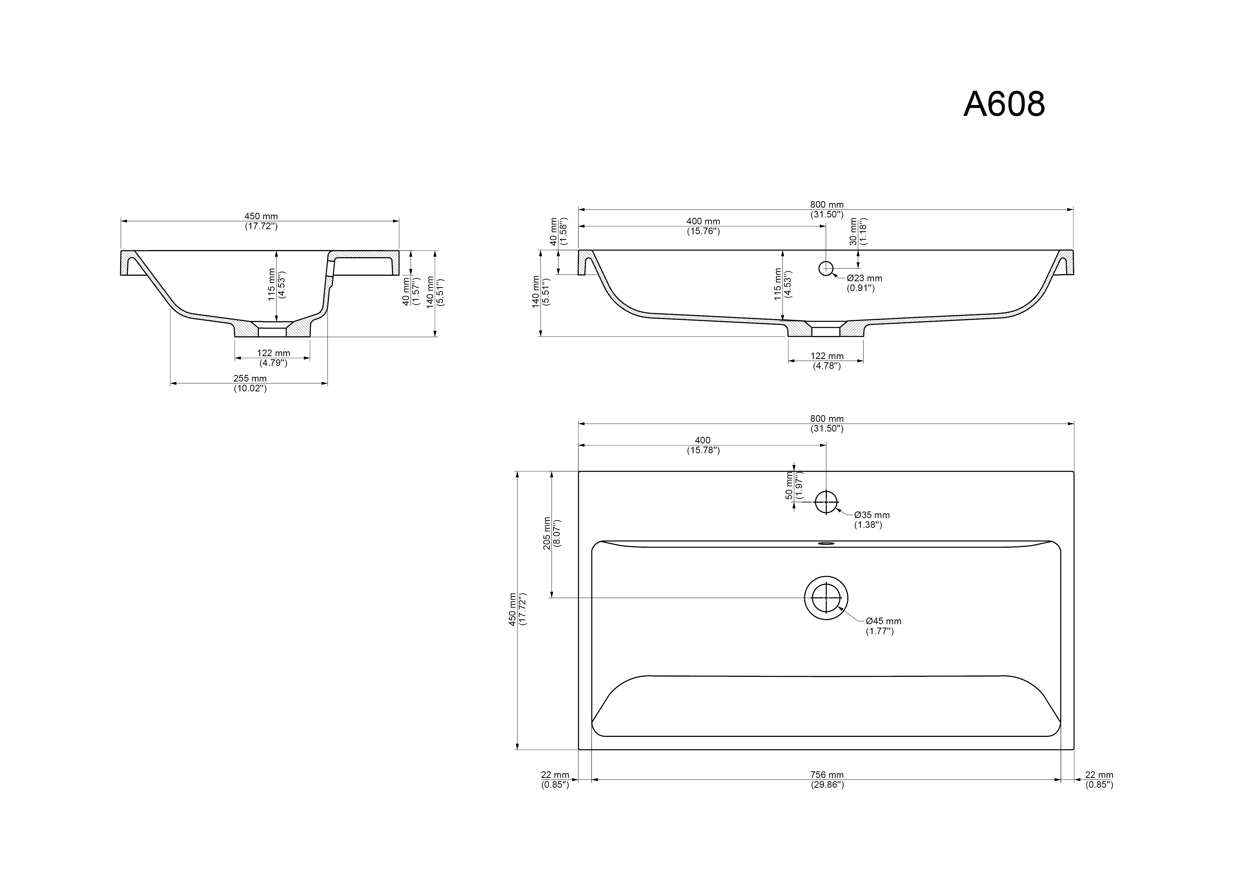 Badmöbel Zero 80cm Pianovo SoftTouch Graphit