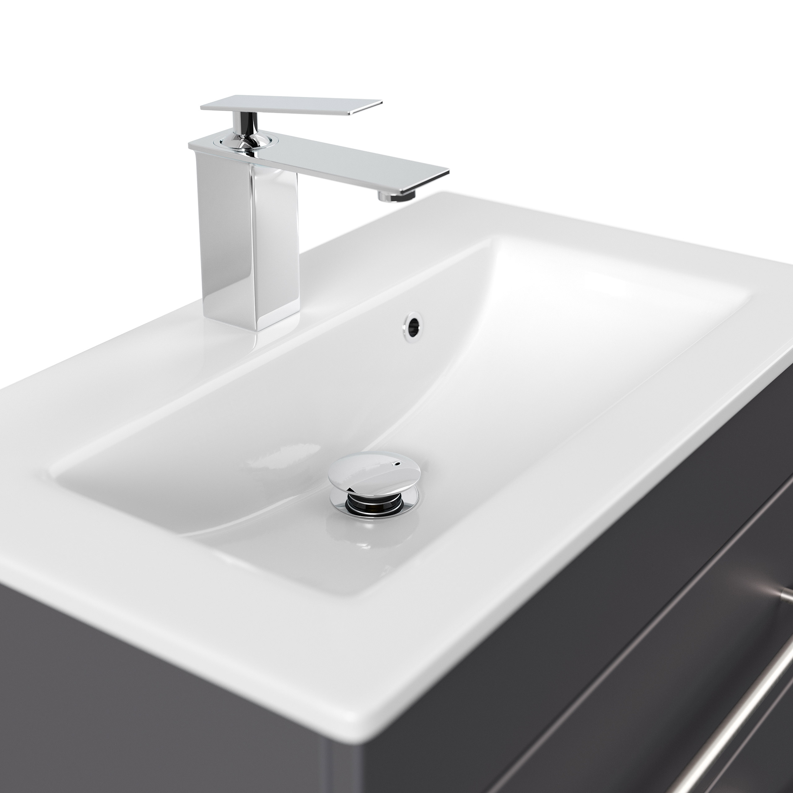 Badmöbel Mars 600 2-teilig mit LED Spiegel SlimLine anthrazit