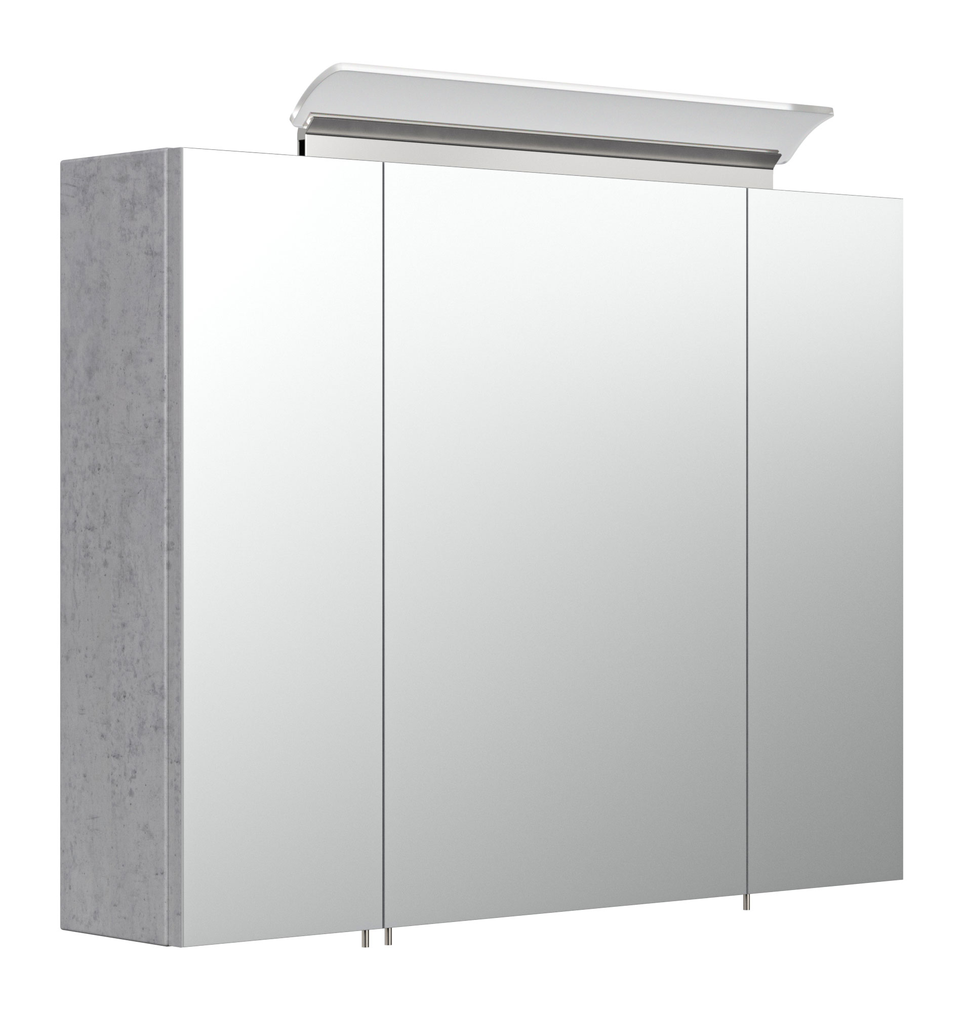 Spiegelschrank 80cm inkl. Design LED-Lampe und Glasböden beton