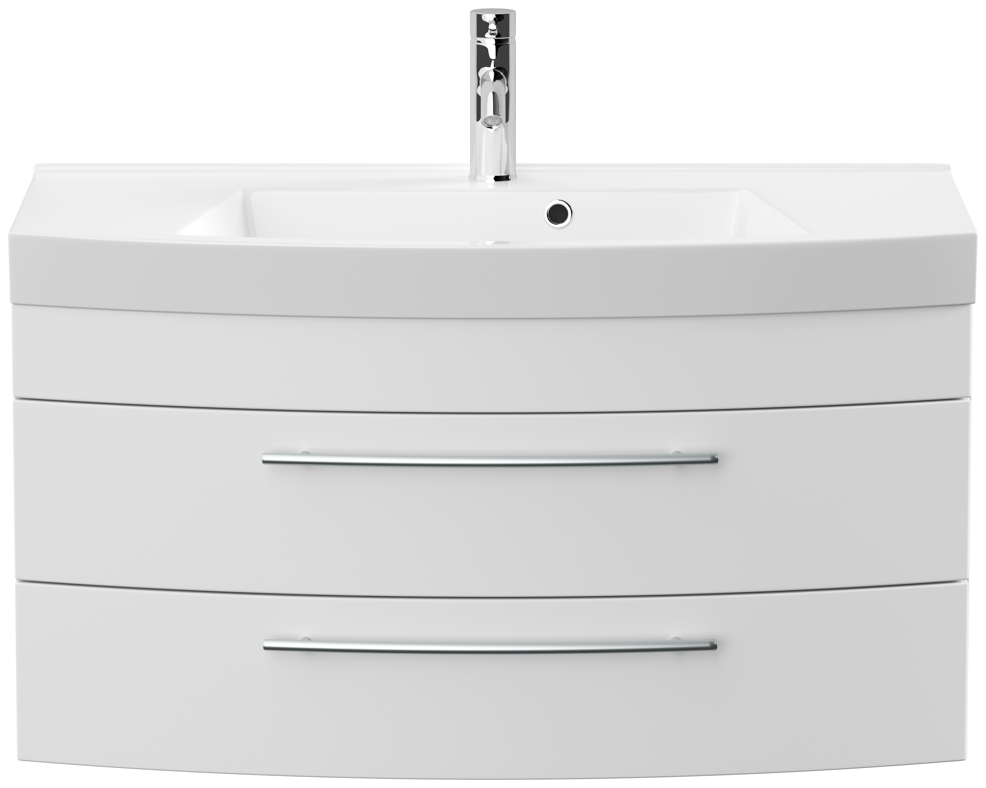 Badmöbel Bella 100 mit runder Front SoftClose lackiert weiss matt