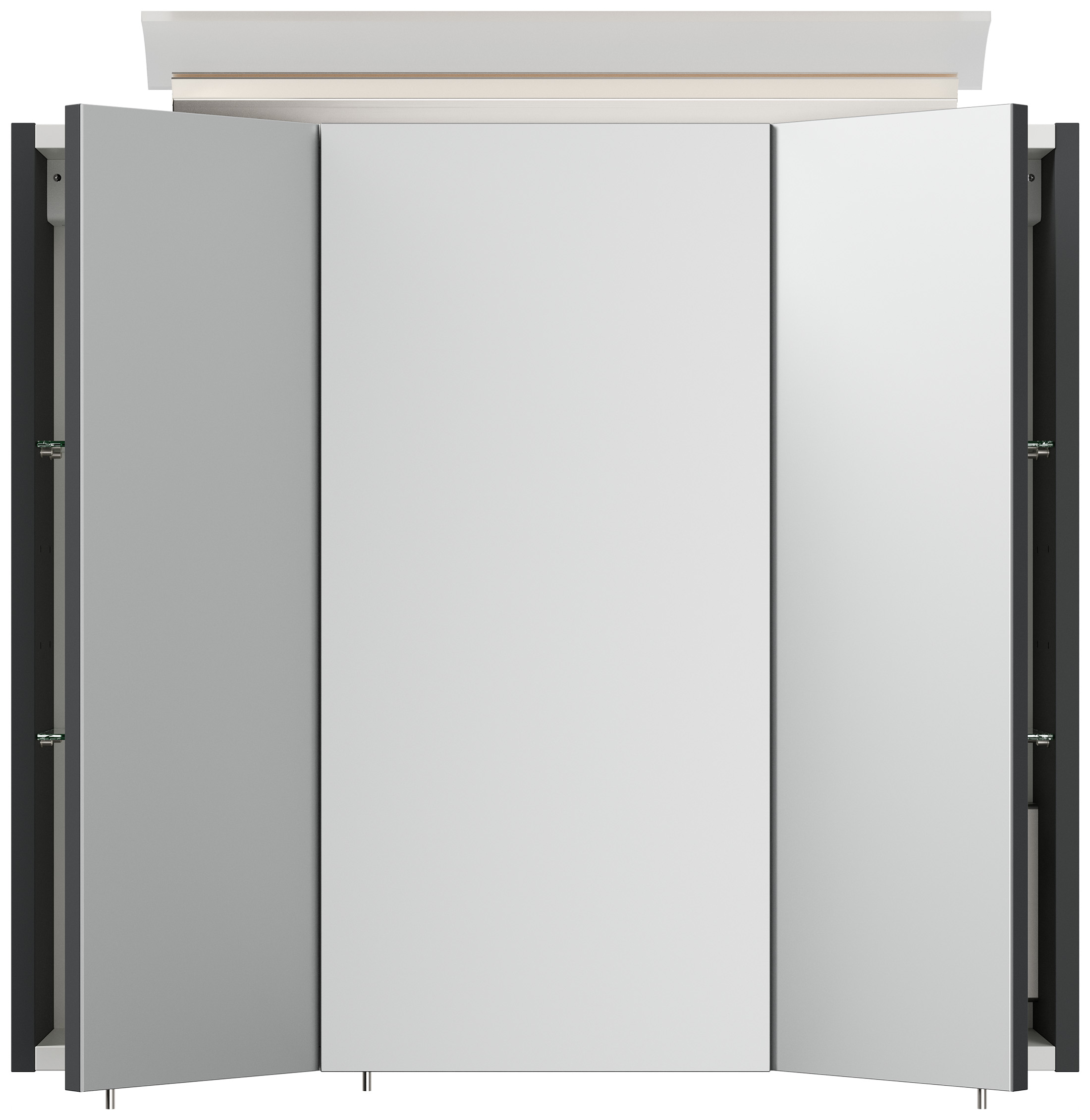 Spiegelschrank 70cm inkl. Design LED-Lampe und Glasböden grafit
